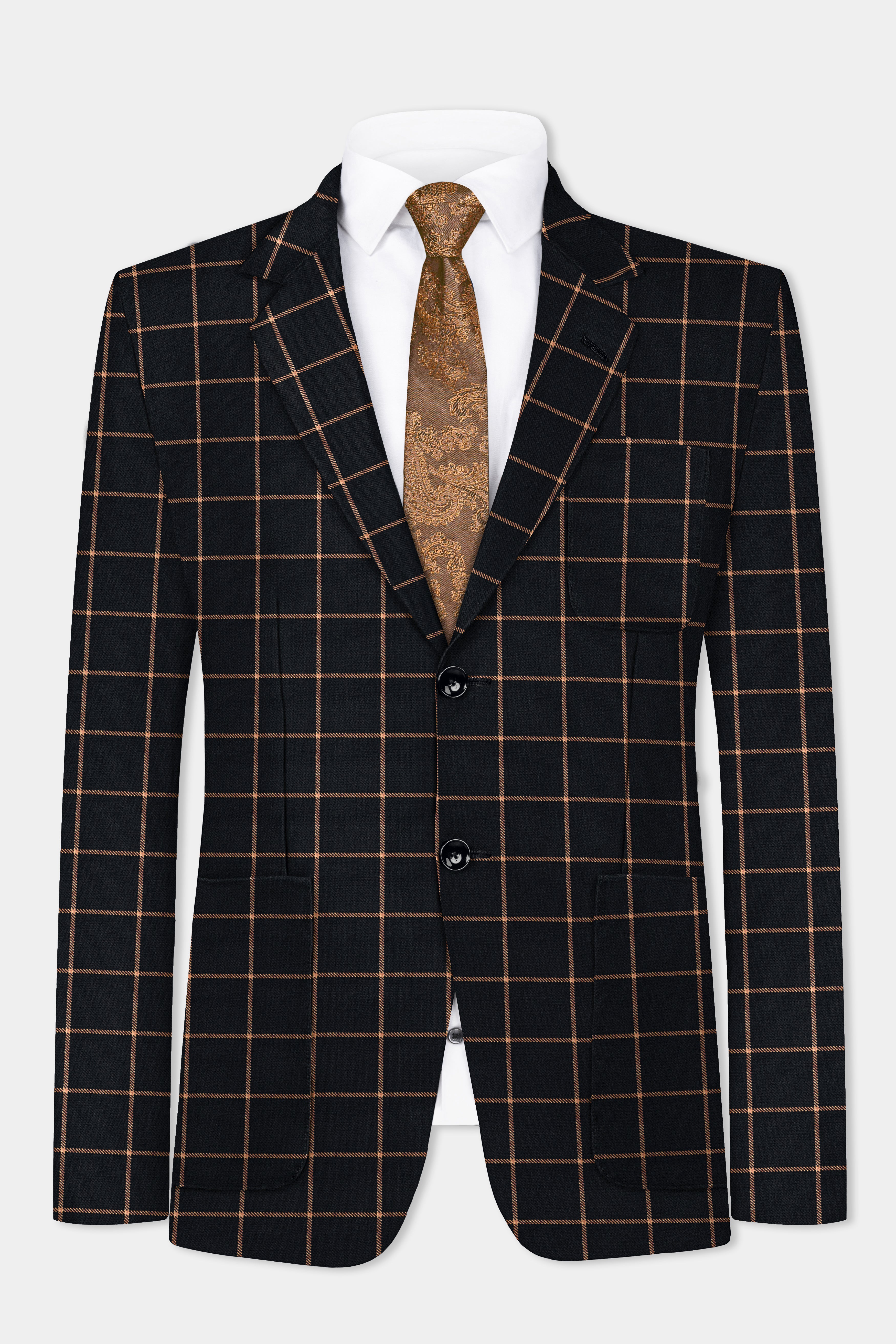 Jade Black with Potters Orange Windowpane Tweed Suit