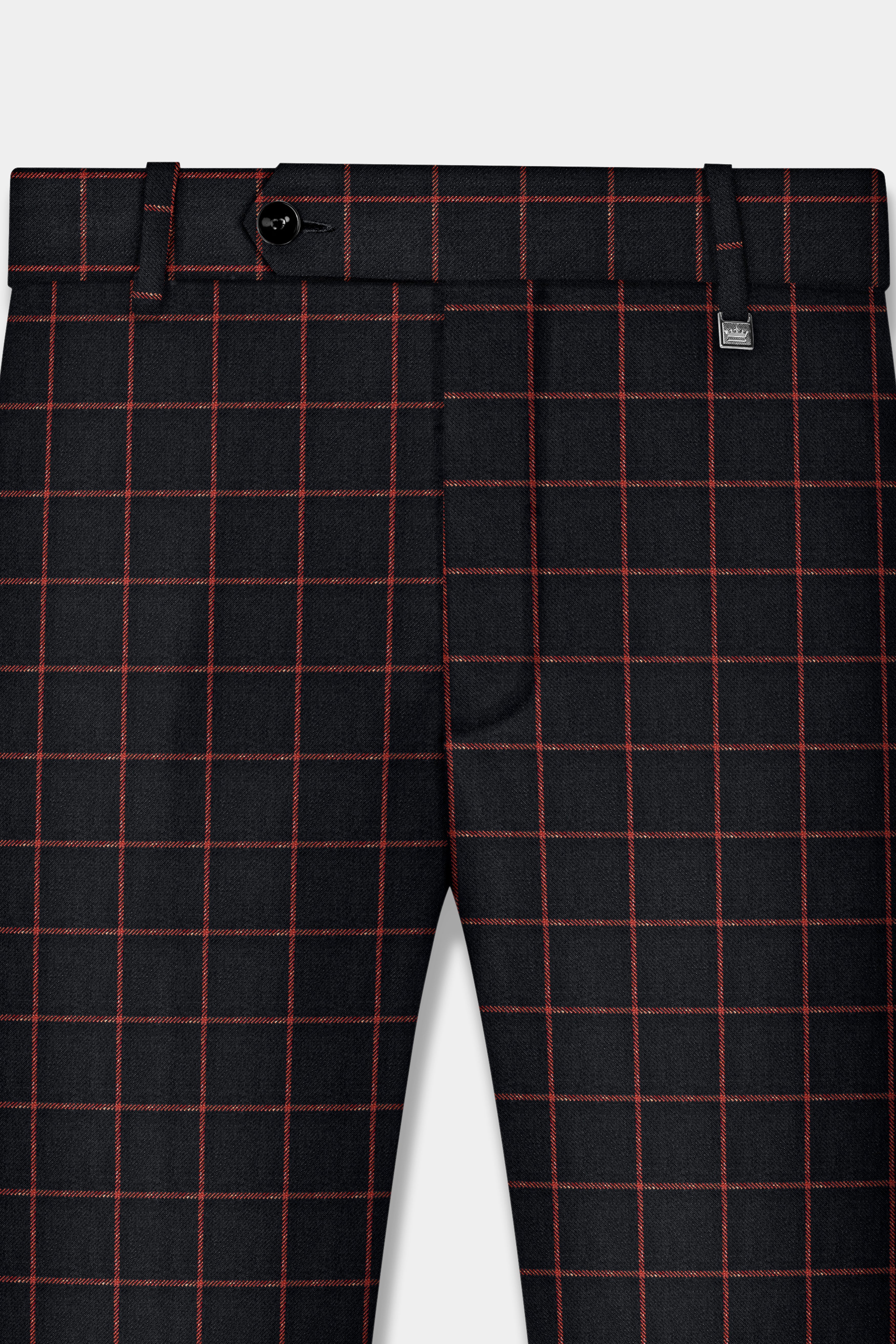 Moccaccino Black Windowpane Double Breasted Tweed Suit
