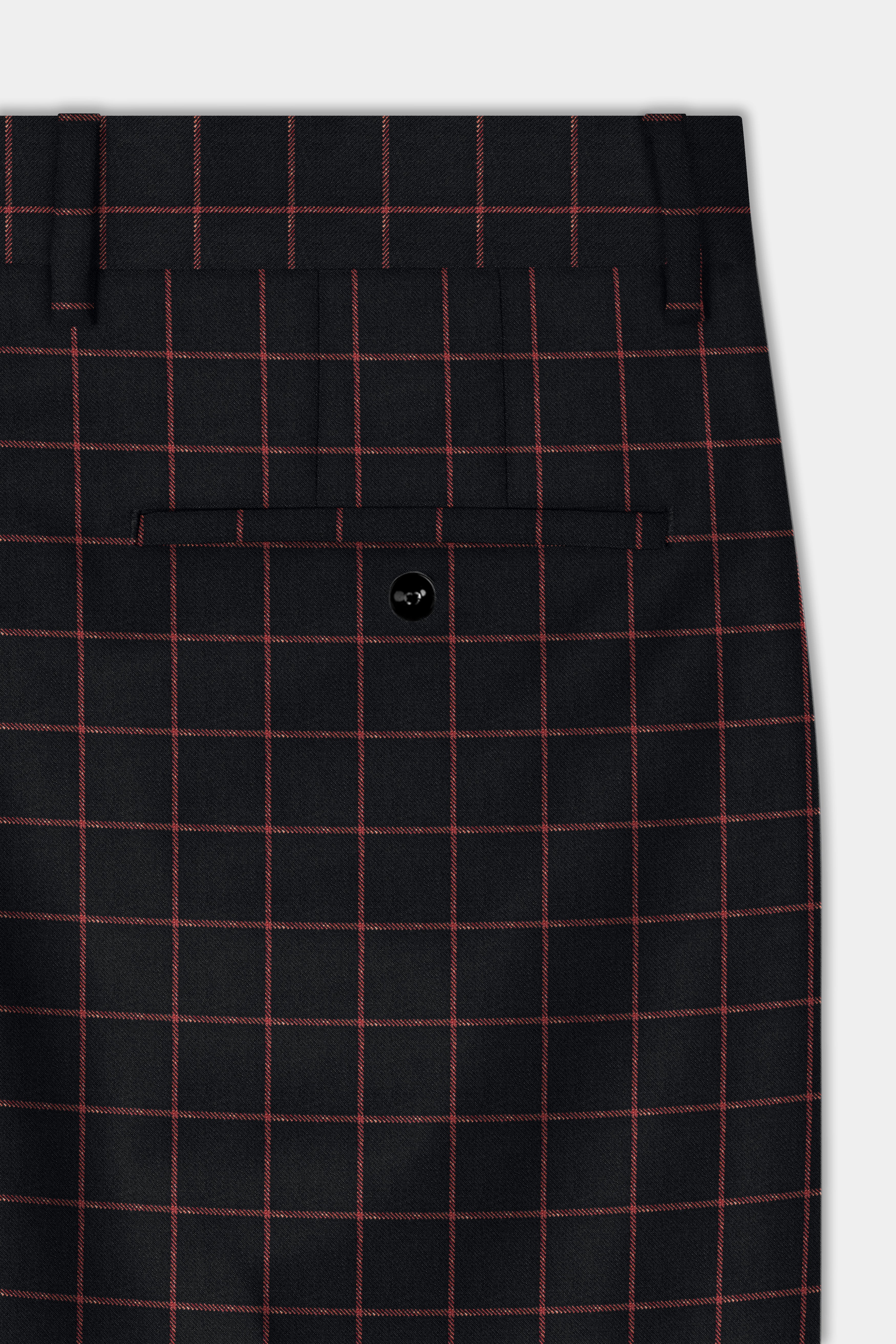Moccaccino Black Windowpane Double Breasted Tweed Suit