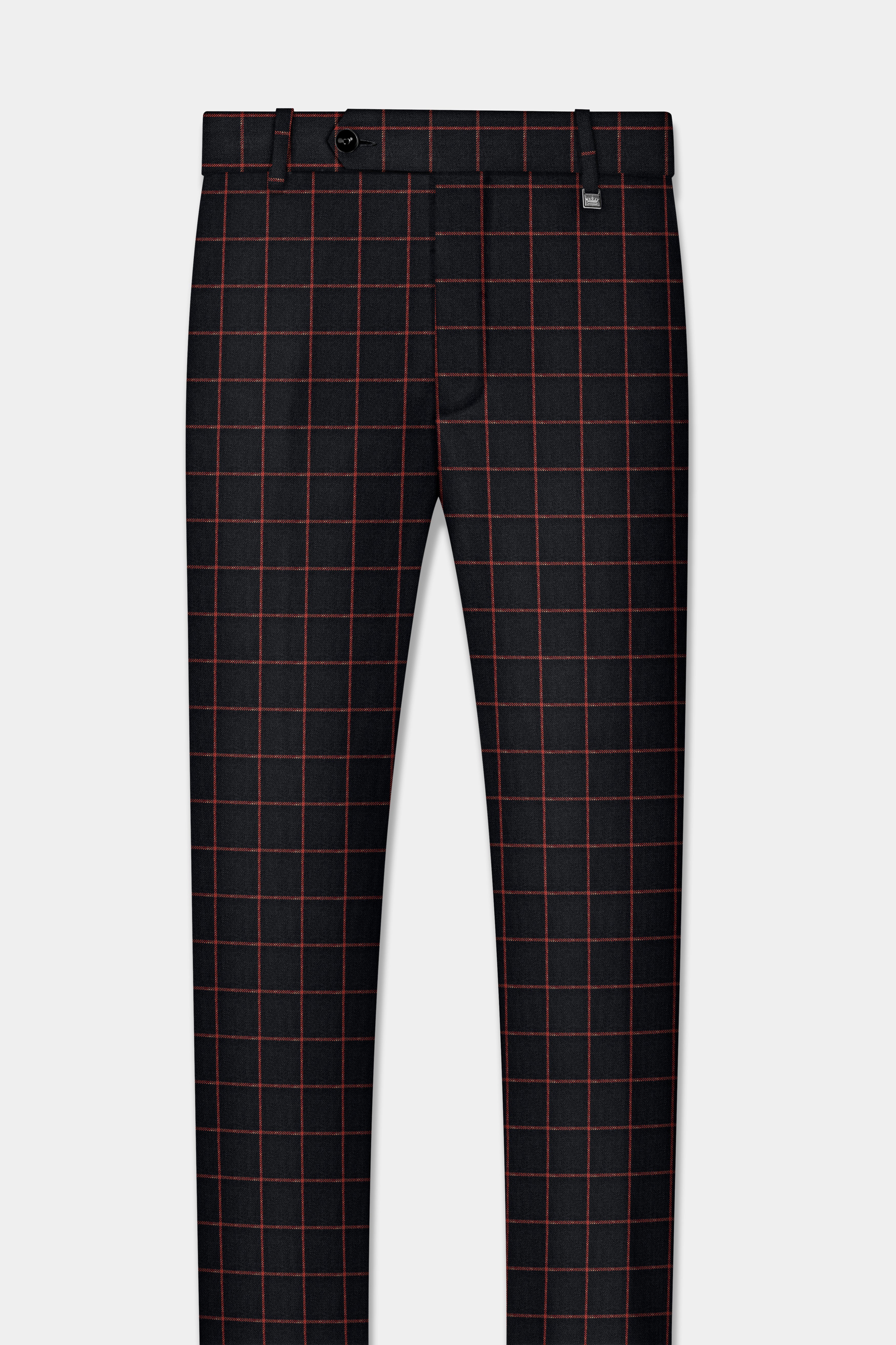 Moccaccino Black Windowpane Double Breasted Tweed Suit