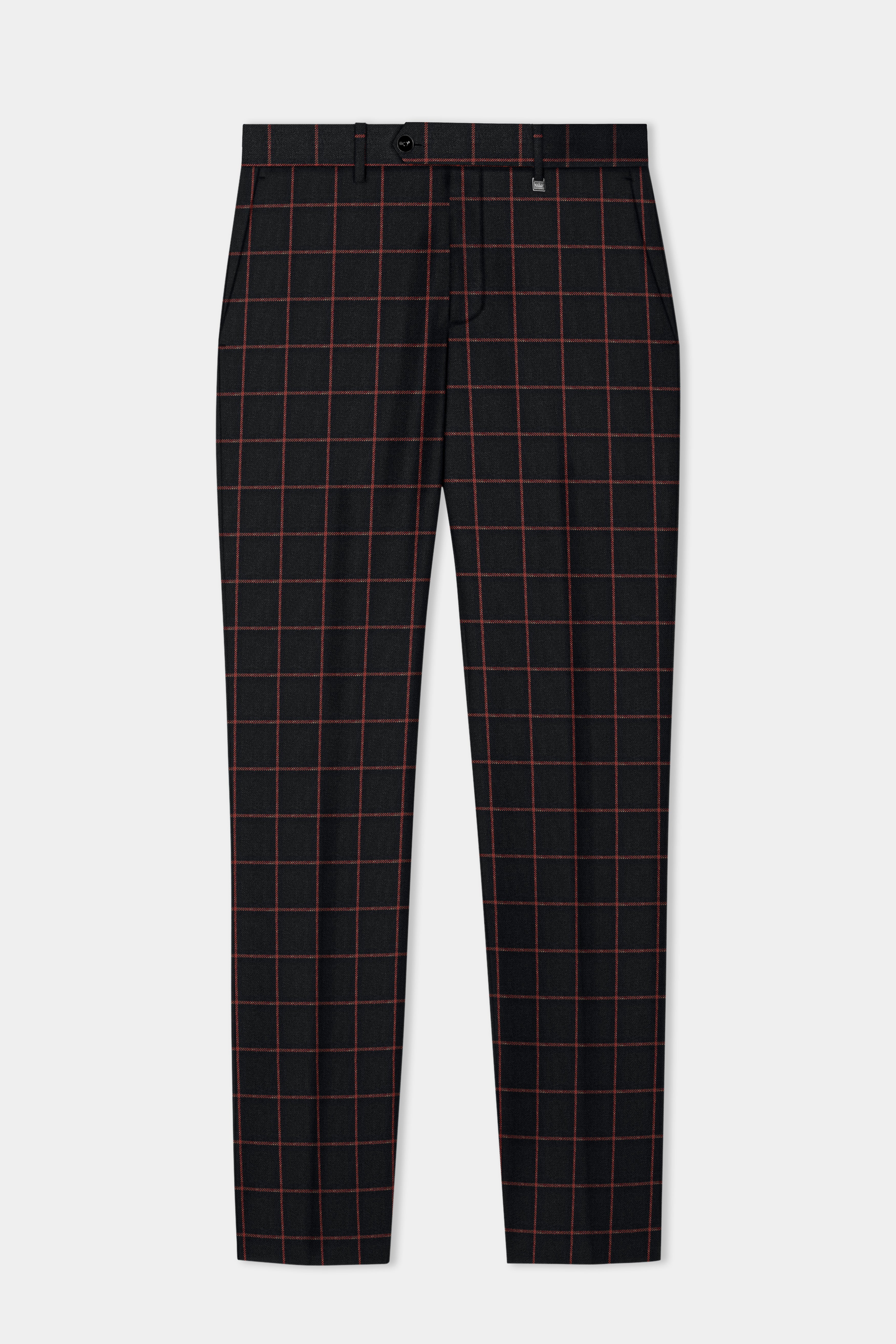 Moccaccino Black Windowpane Double Breasted Tweed Suit