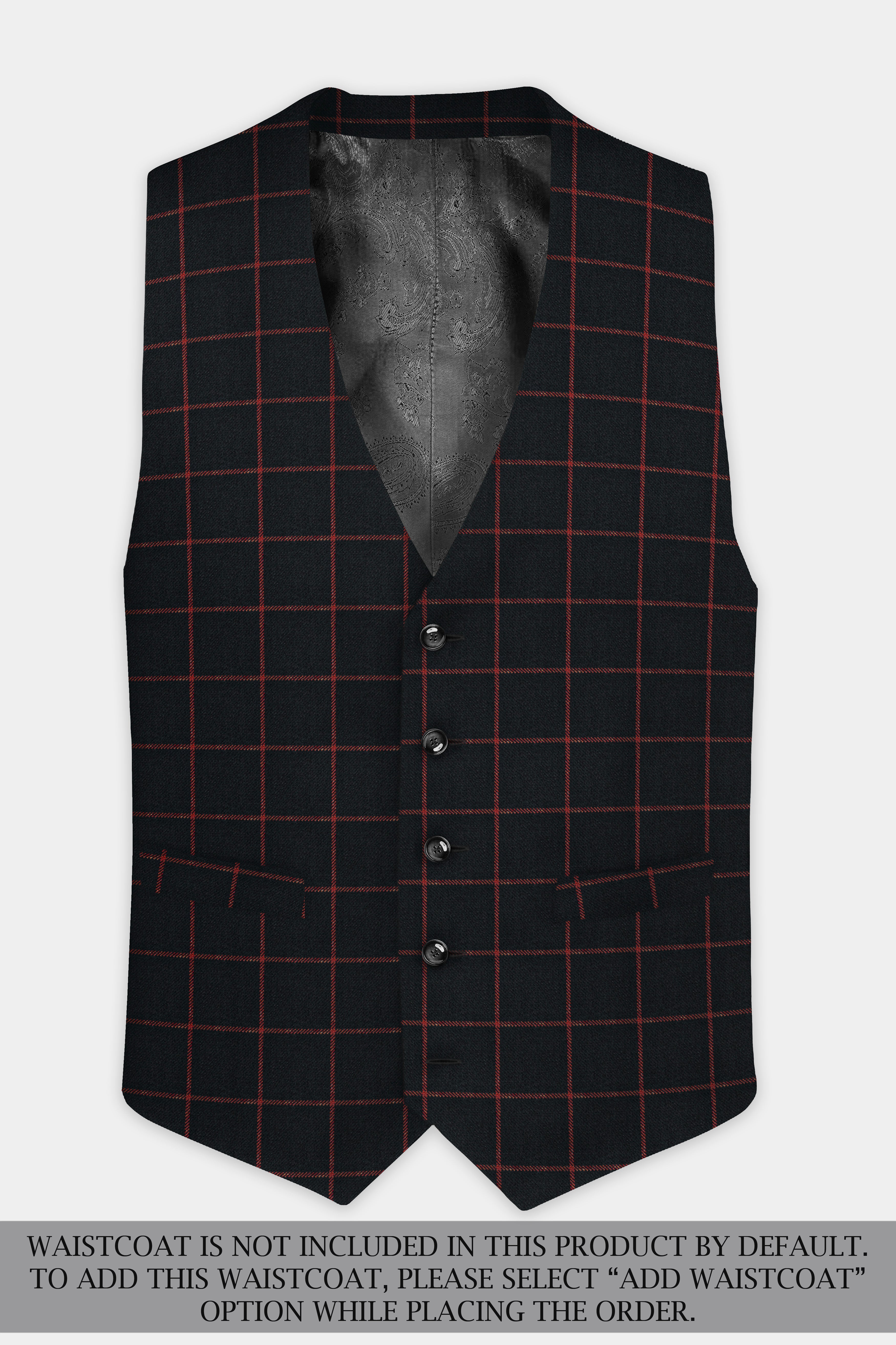Moccaccino Black Windowpane Double Breasted Tweed Suit