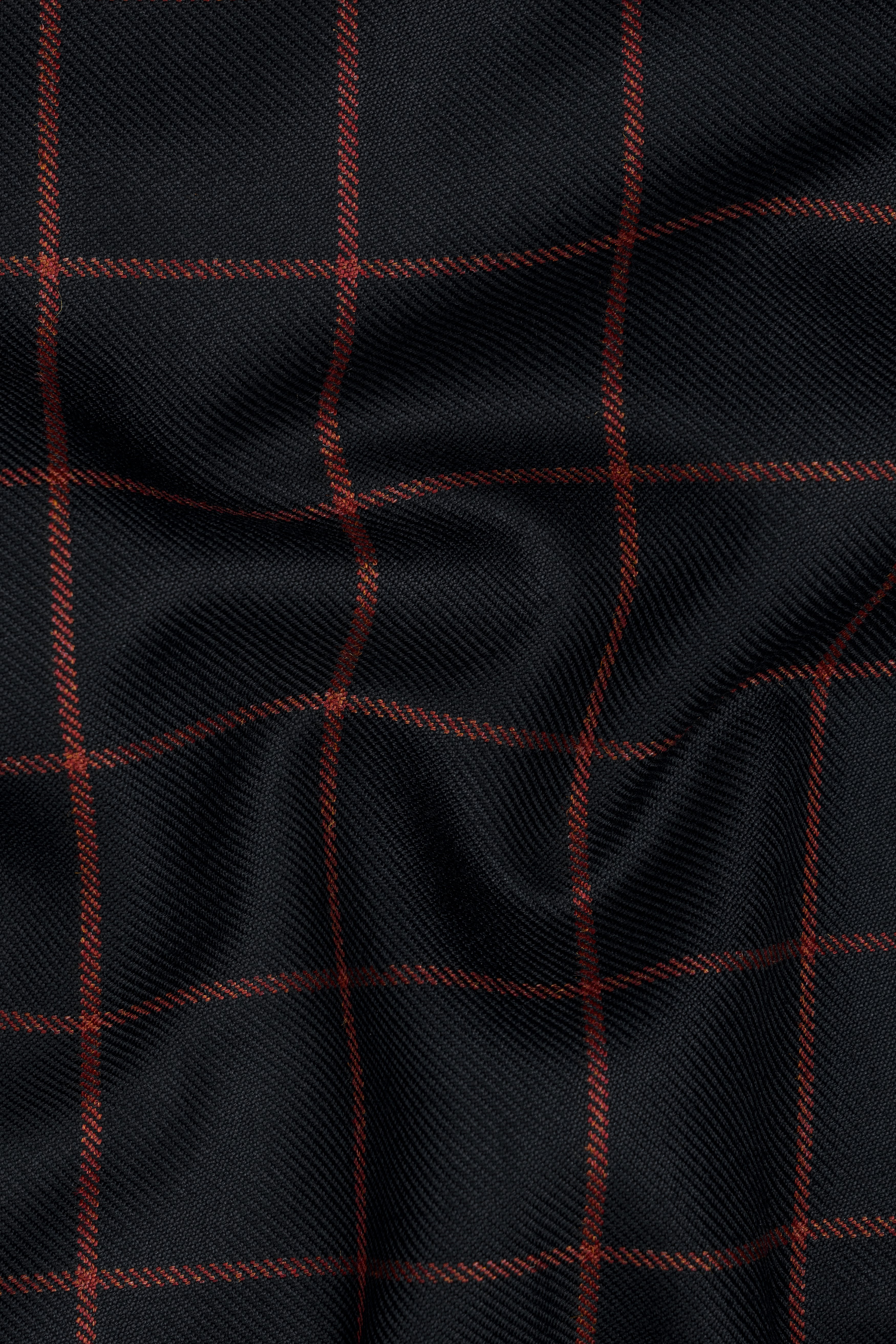 Moccaccino Black Windowpane Double Breasted Tweed Suit