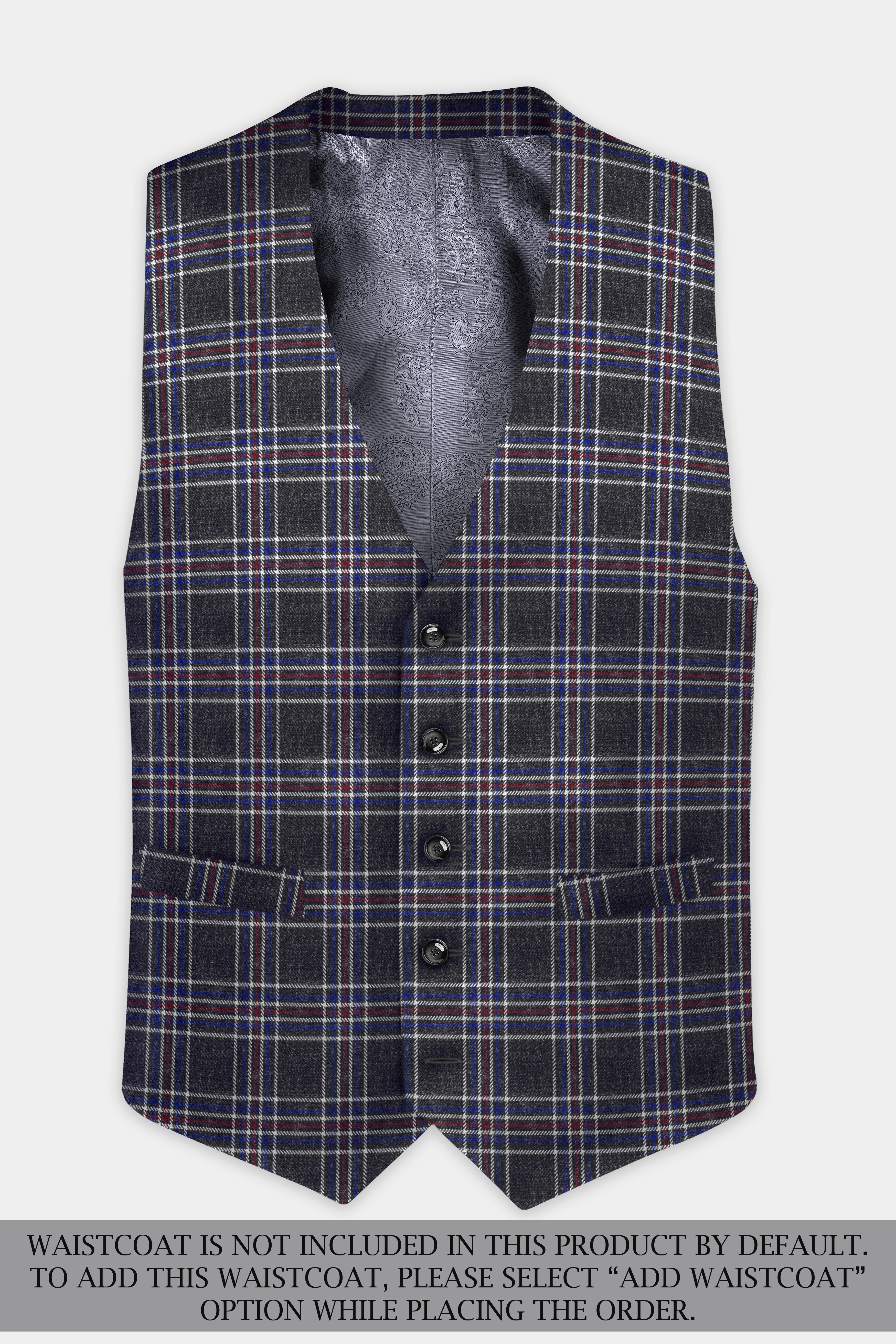 Tuatara Gray Multicolour Plaid Tweed Suit