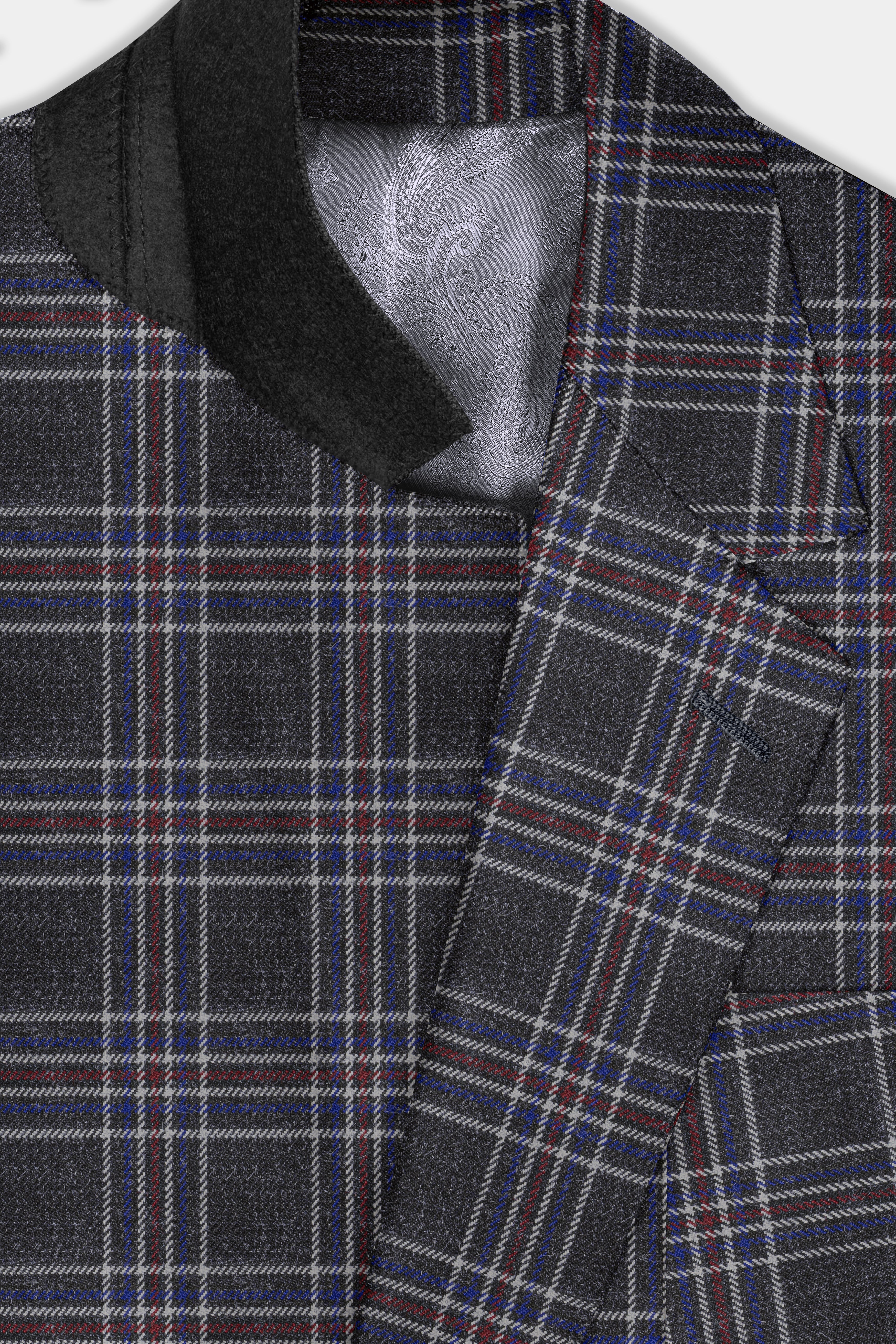Tuatara Gray Multicolour Plaid Tweed Suit