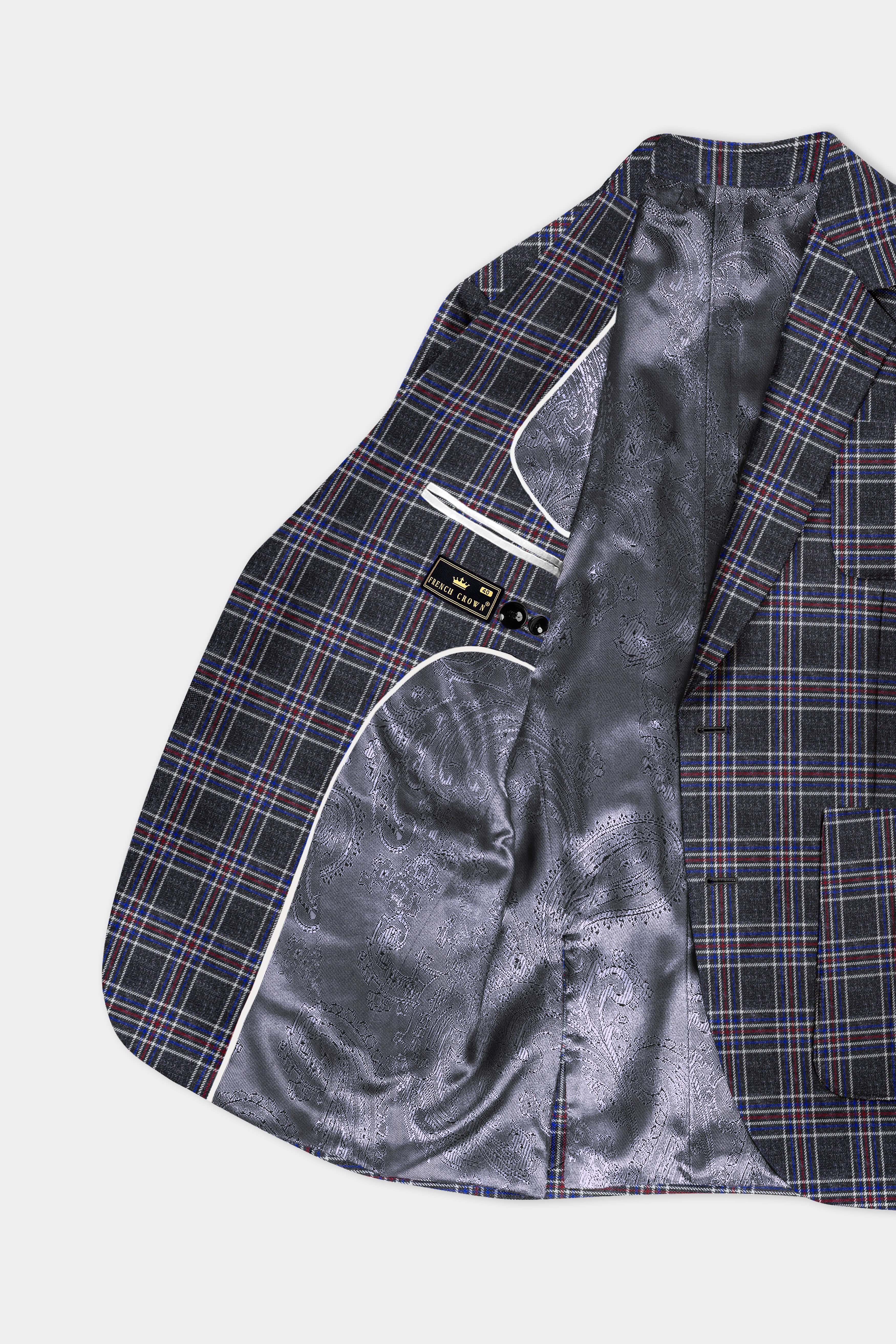 Tuatara Gray Multicolour Plaid Tweed Suit