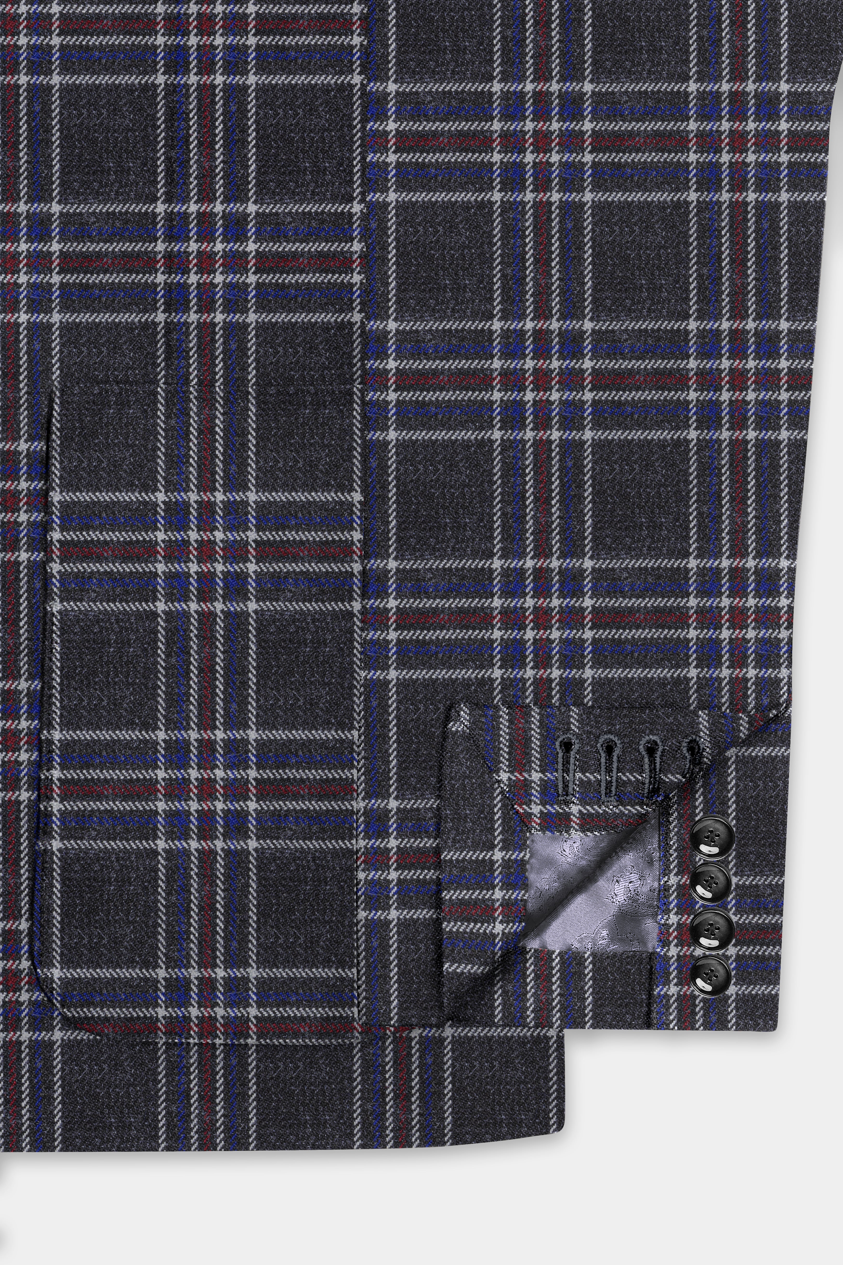Tuatara Gray Multicolour Plaid Tweed Suit