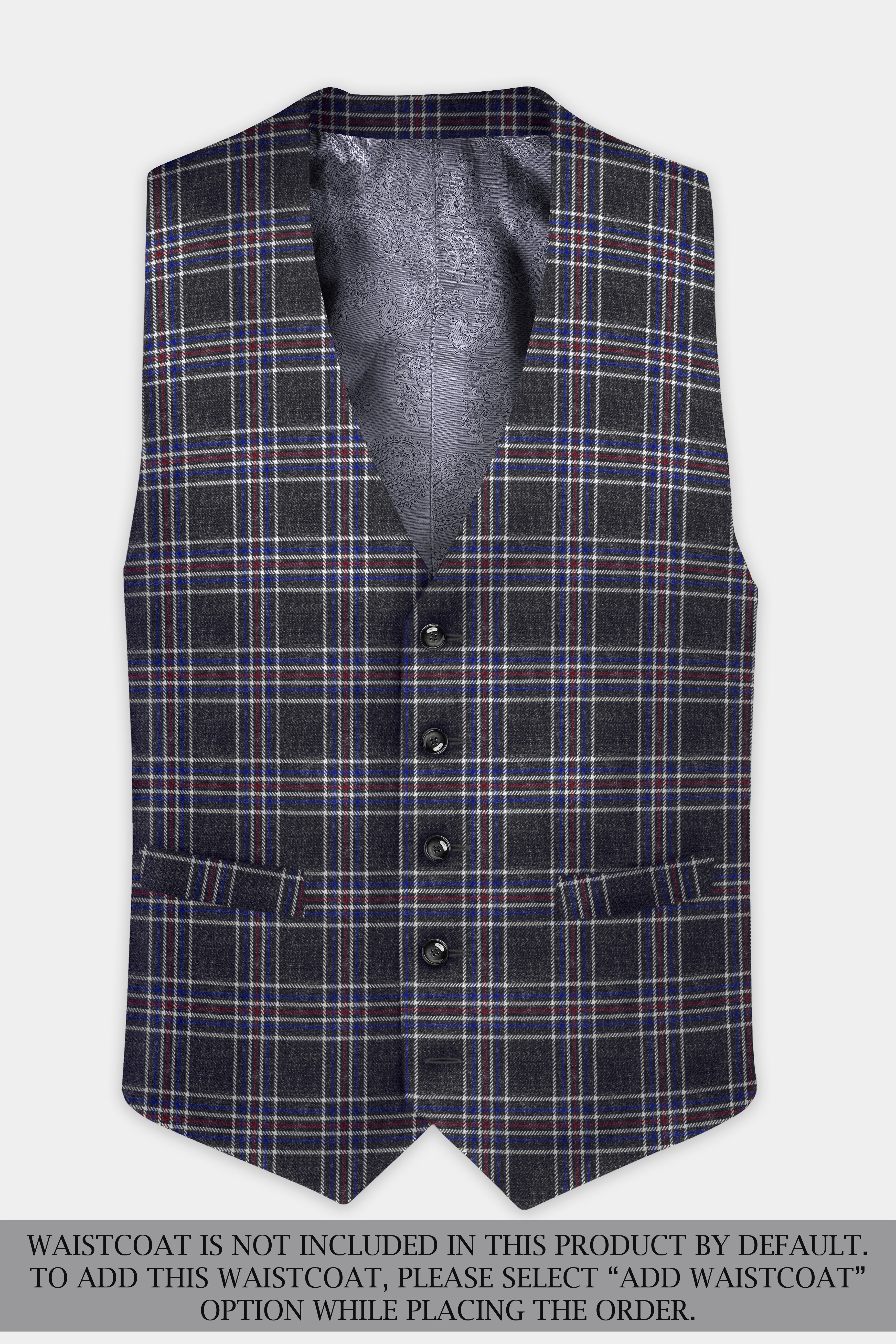 Tuatara Gray Multicolour Plaid Double Breasted Tweed Suit