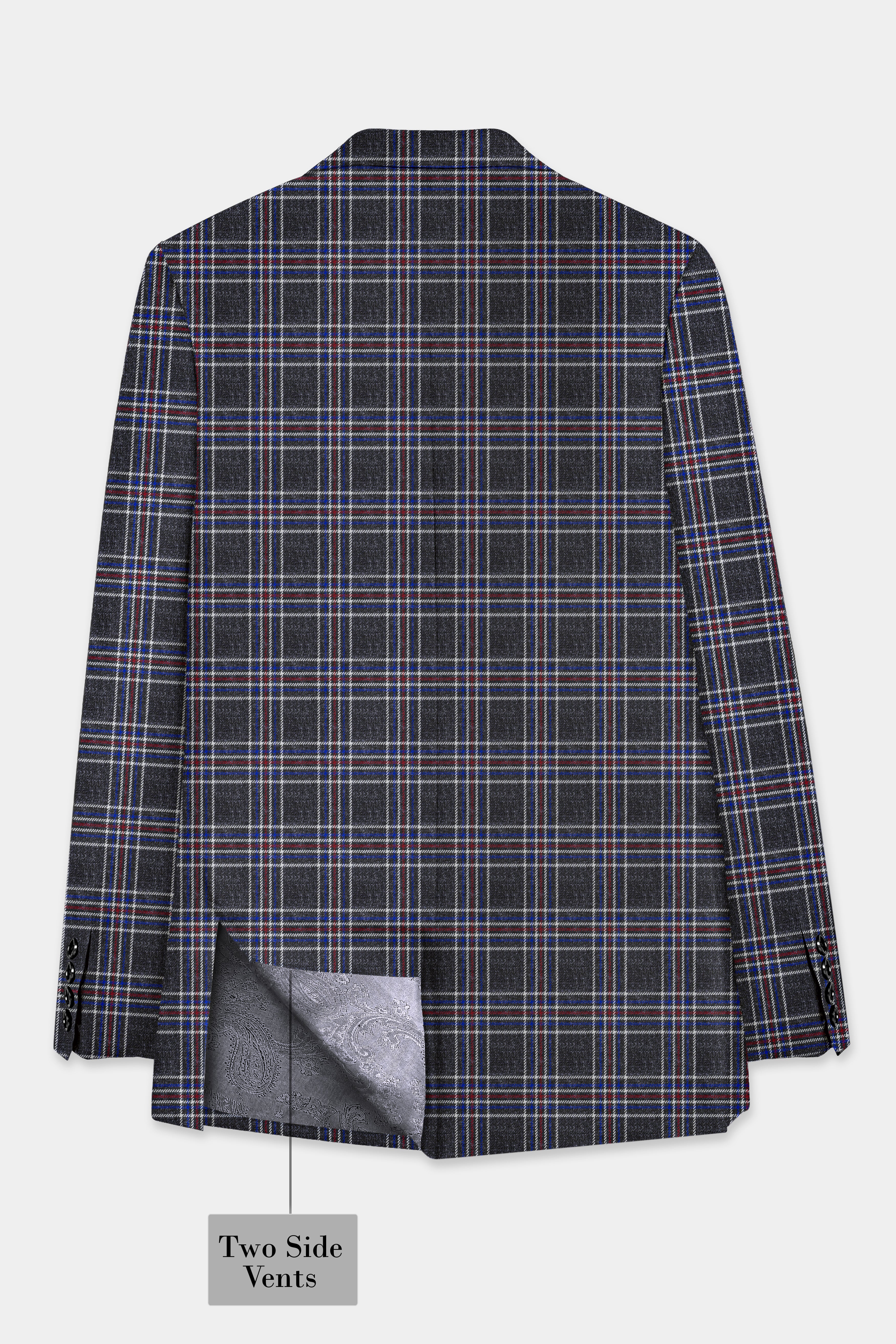 Tuatara Gray Multicolour Plaid Double Breasted Tweed Suit