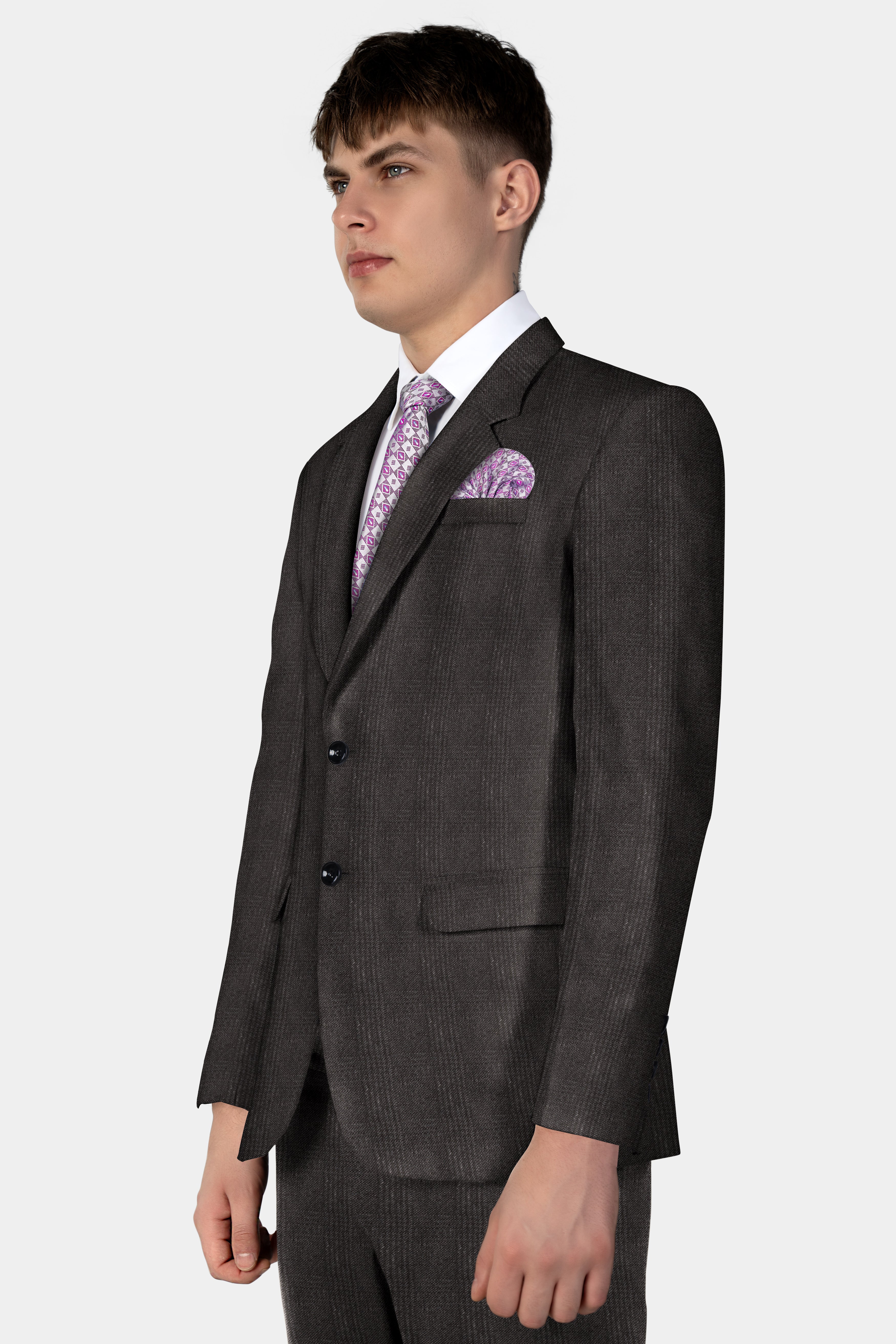 Piano Brown Plaid Tweed Suit