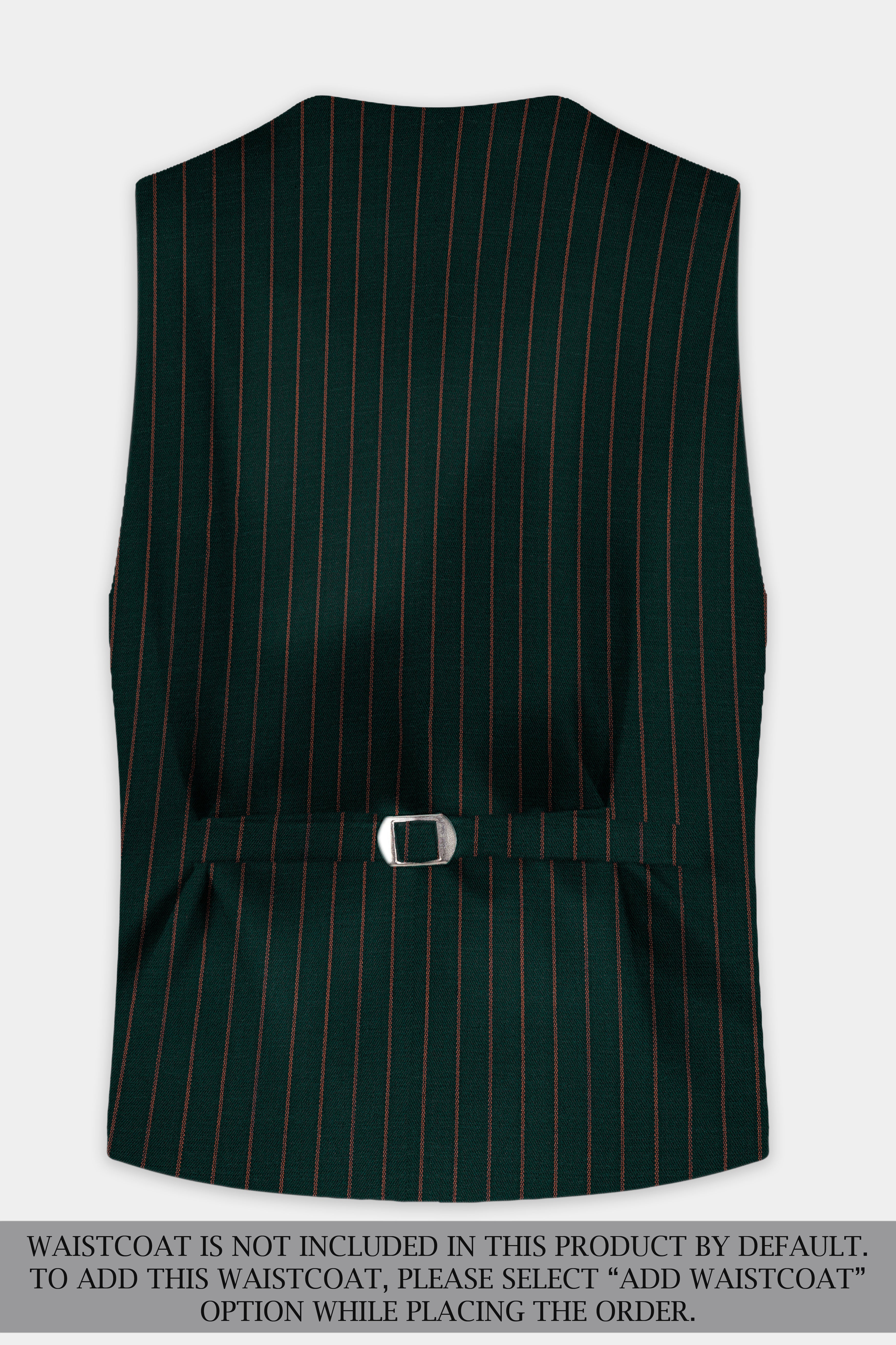 Swamp Green Striped Wool Blend Double Breasted Suit