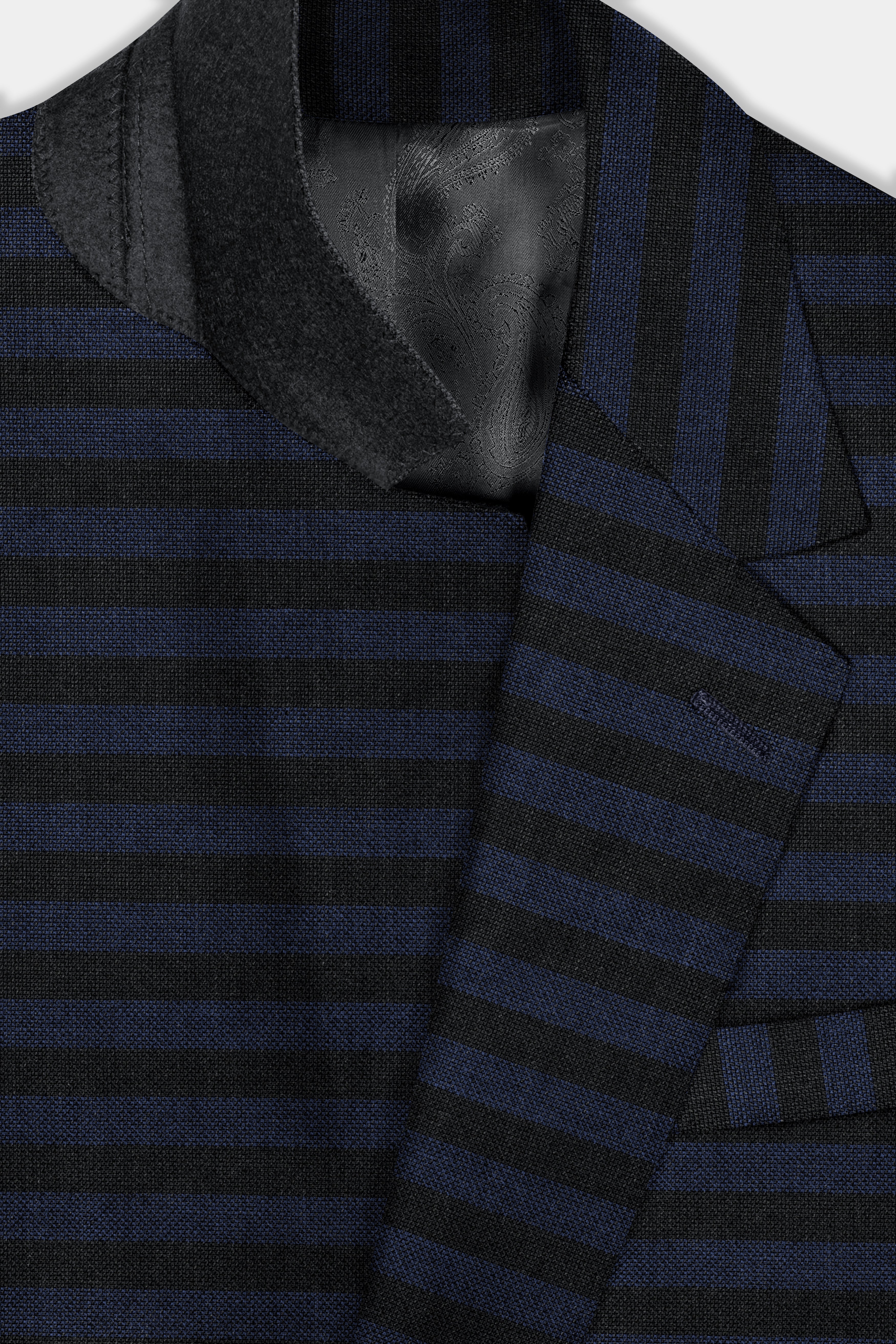Mirage Blue and Black Striped Wool Blend Suit