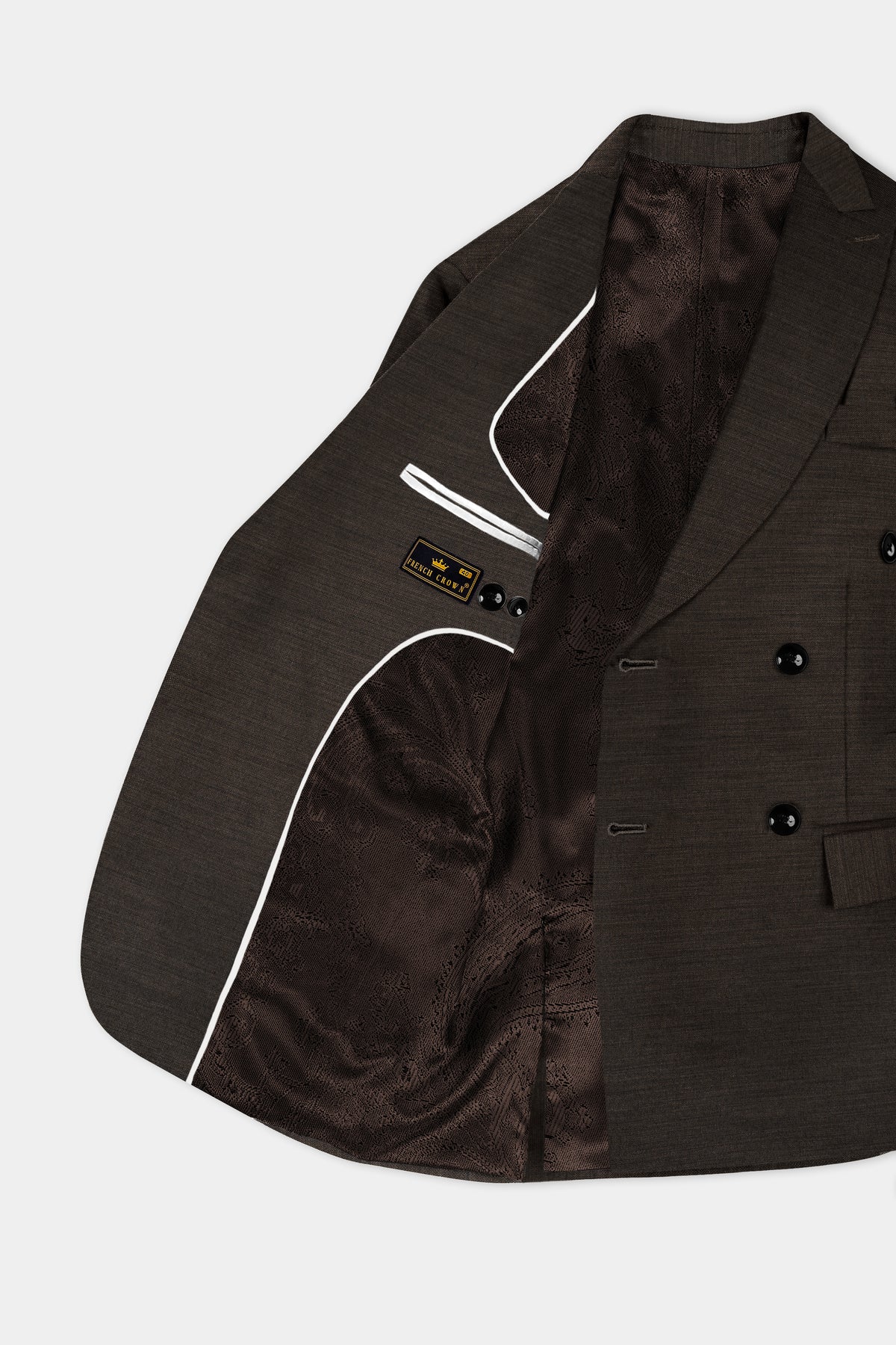 Eclipse Brown Textured Wool Blend Double Breasted Suit