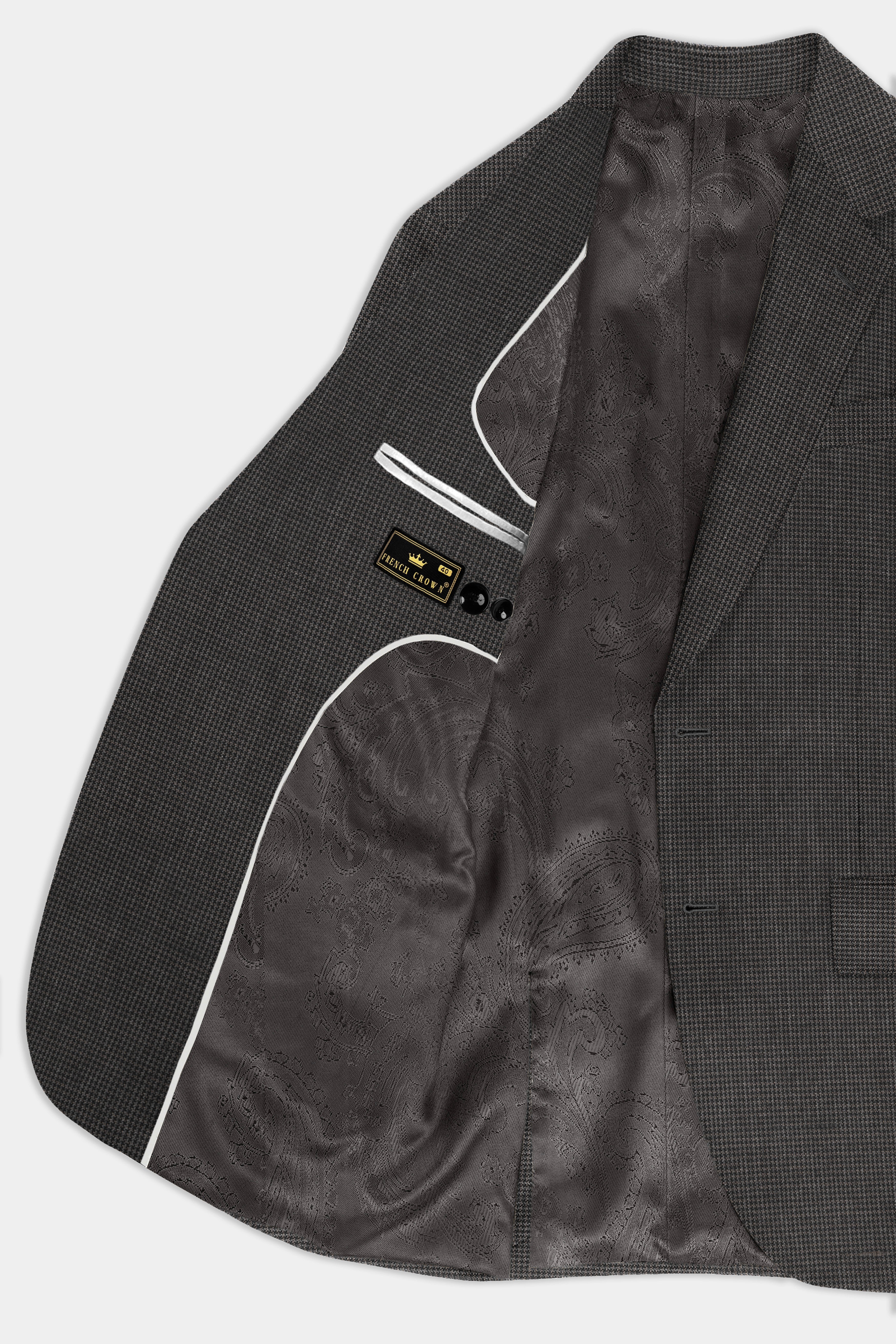 Iridium Brown Micro Checkered Wool Blend Suit
