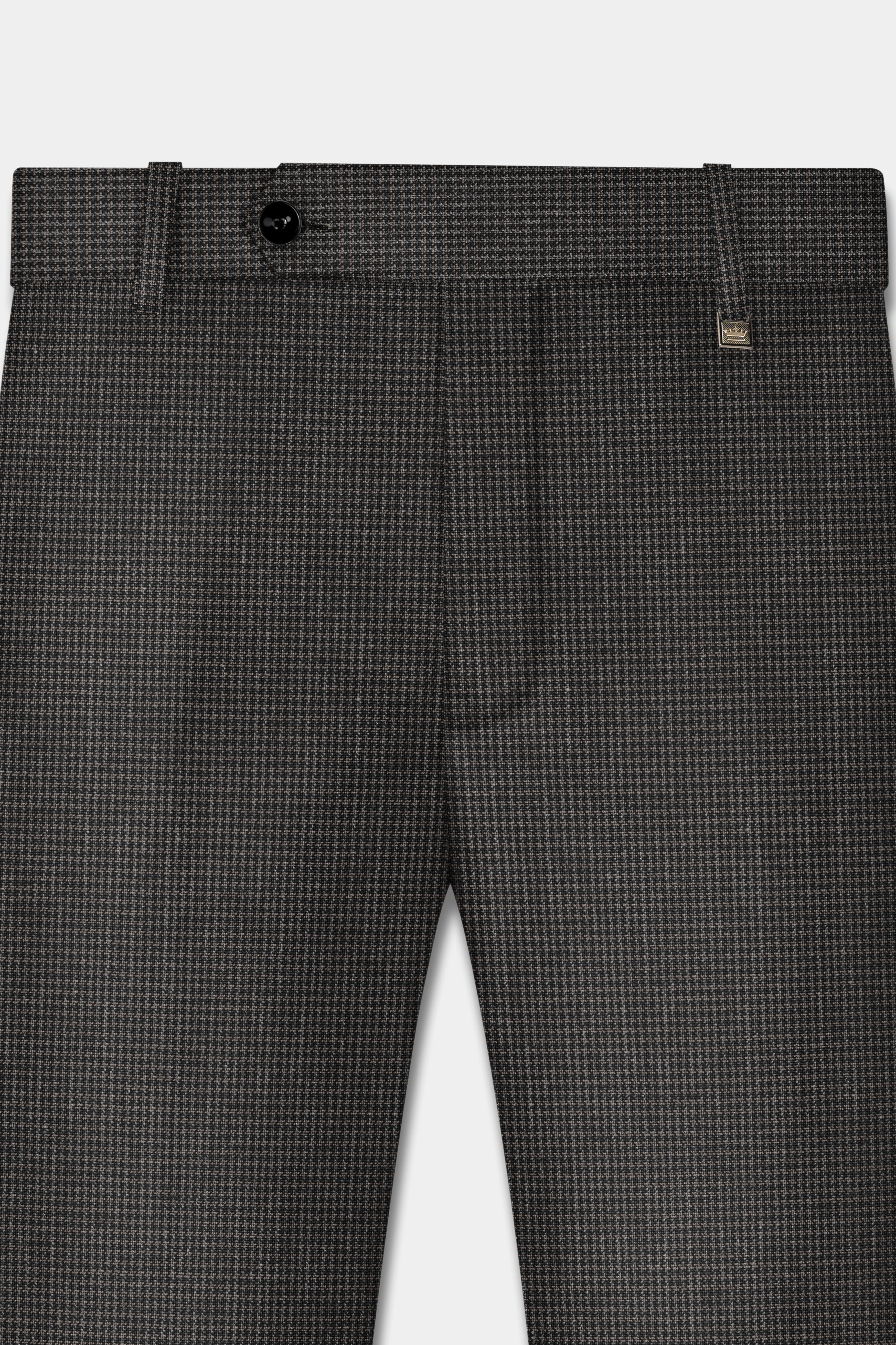 Iridium Brown Micro Checkered Wool Blend Double Breasted Suit