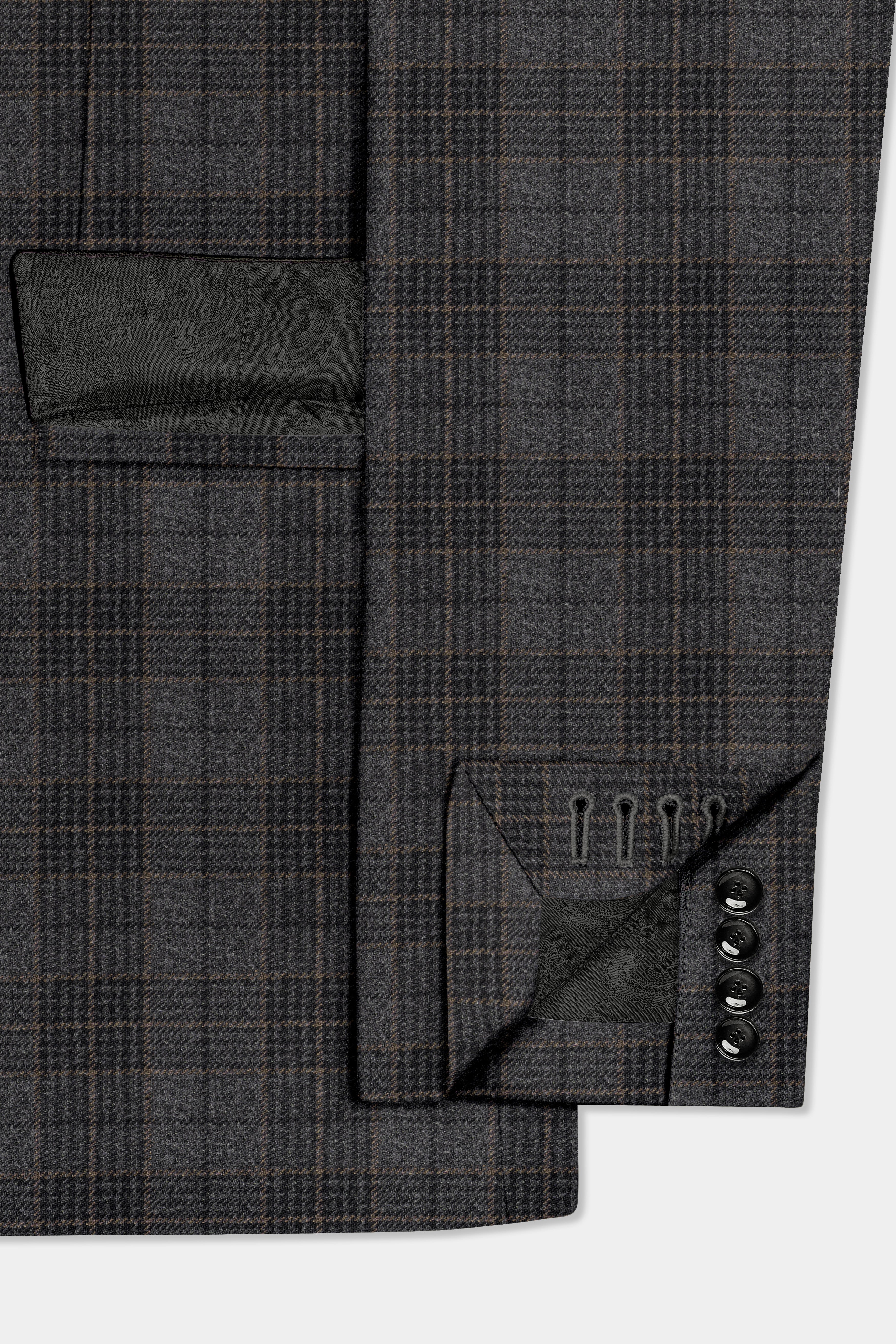 Charcoal Gray Plaid Tweed Suit