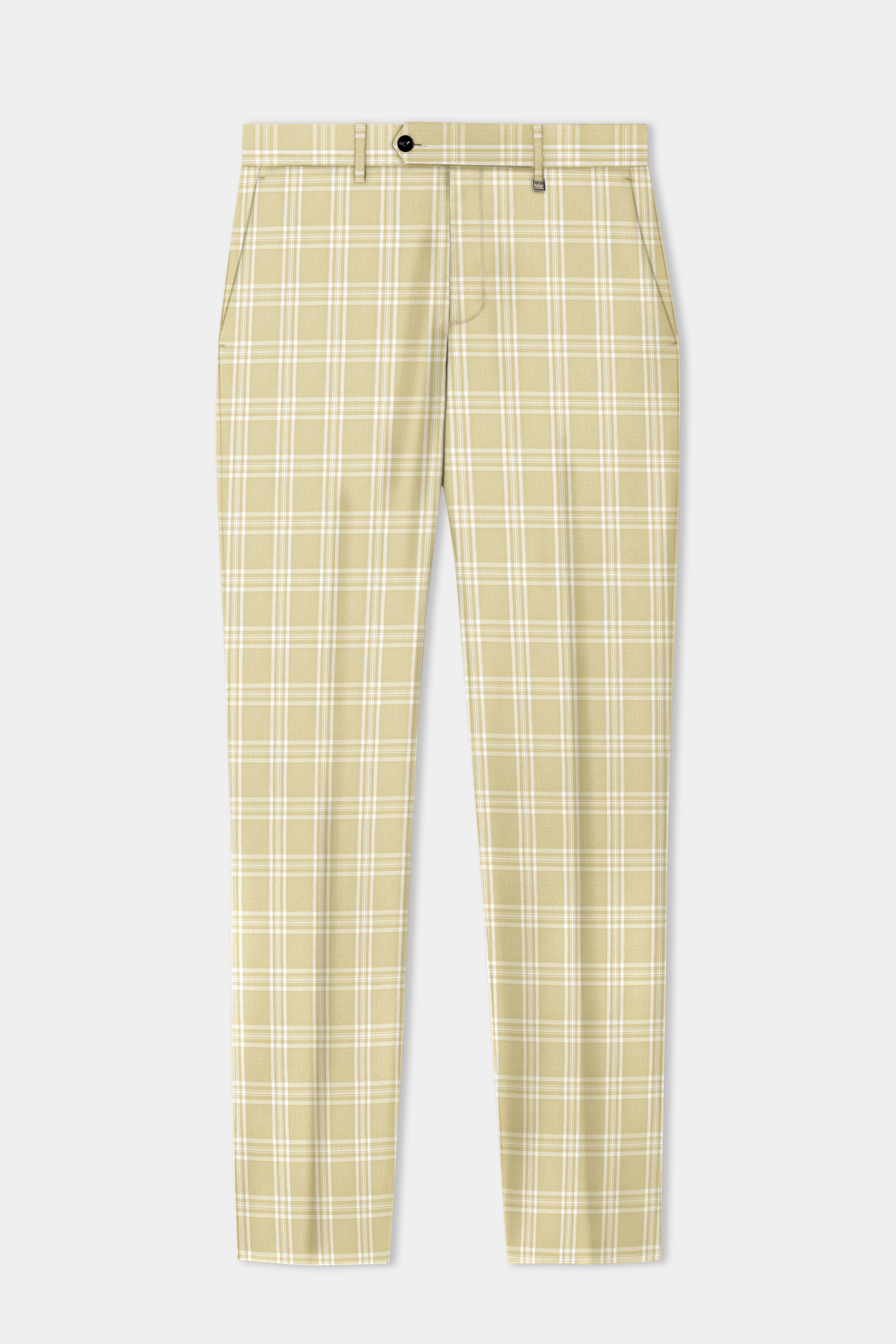 Desert Sand Cream Plaid Wool Blend Double Breasted Suit