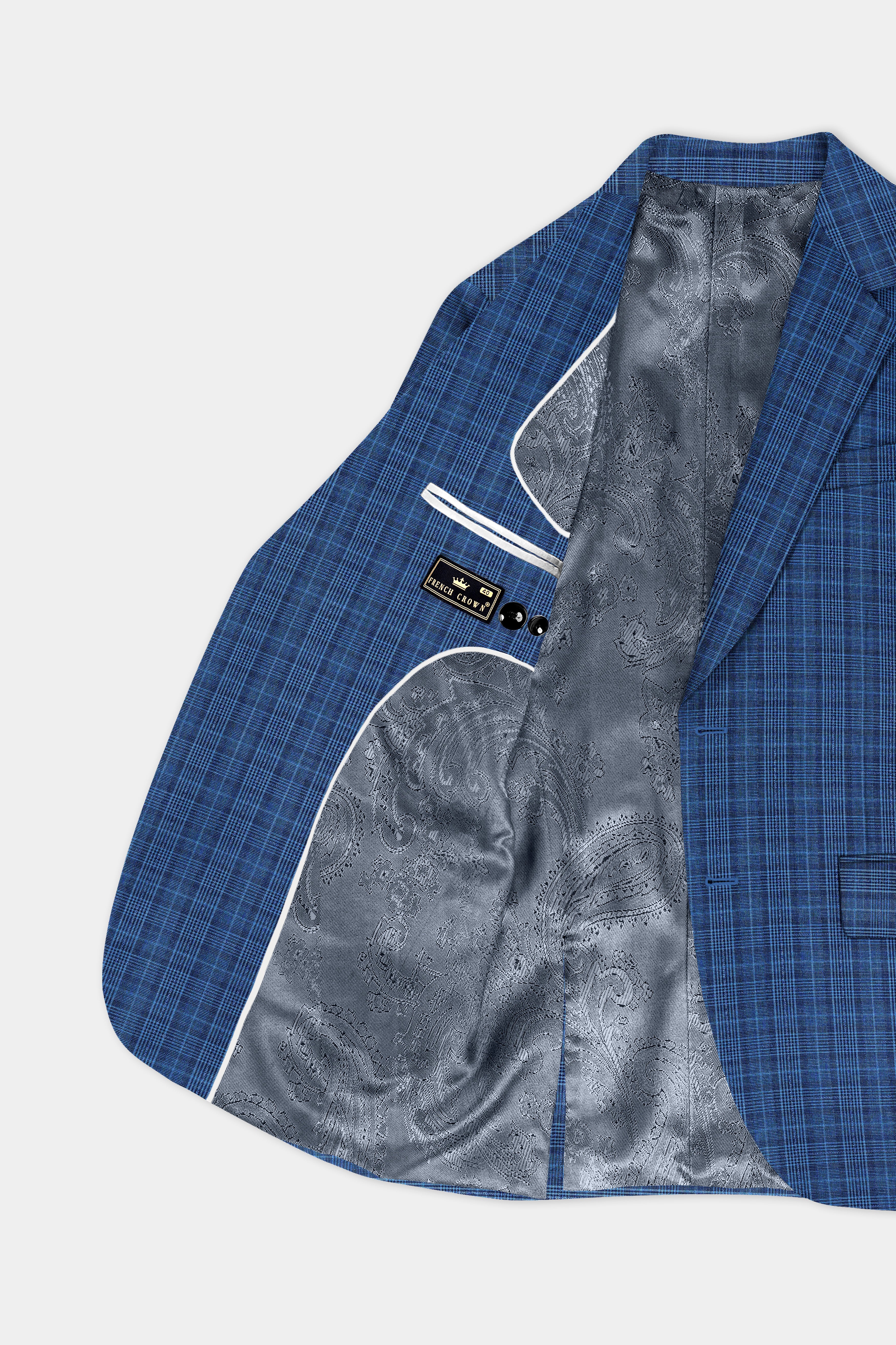 Mid Blue Plaid Suit