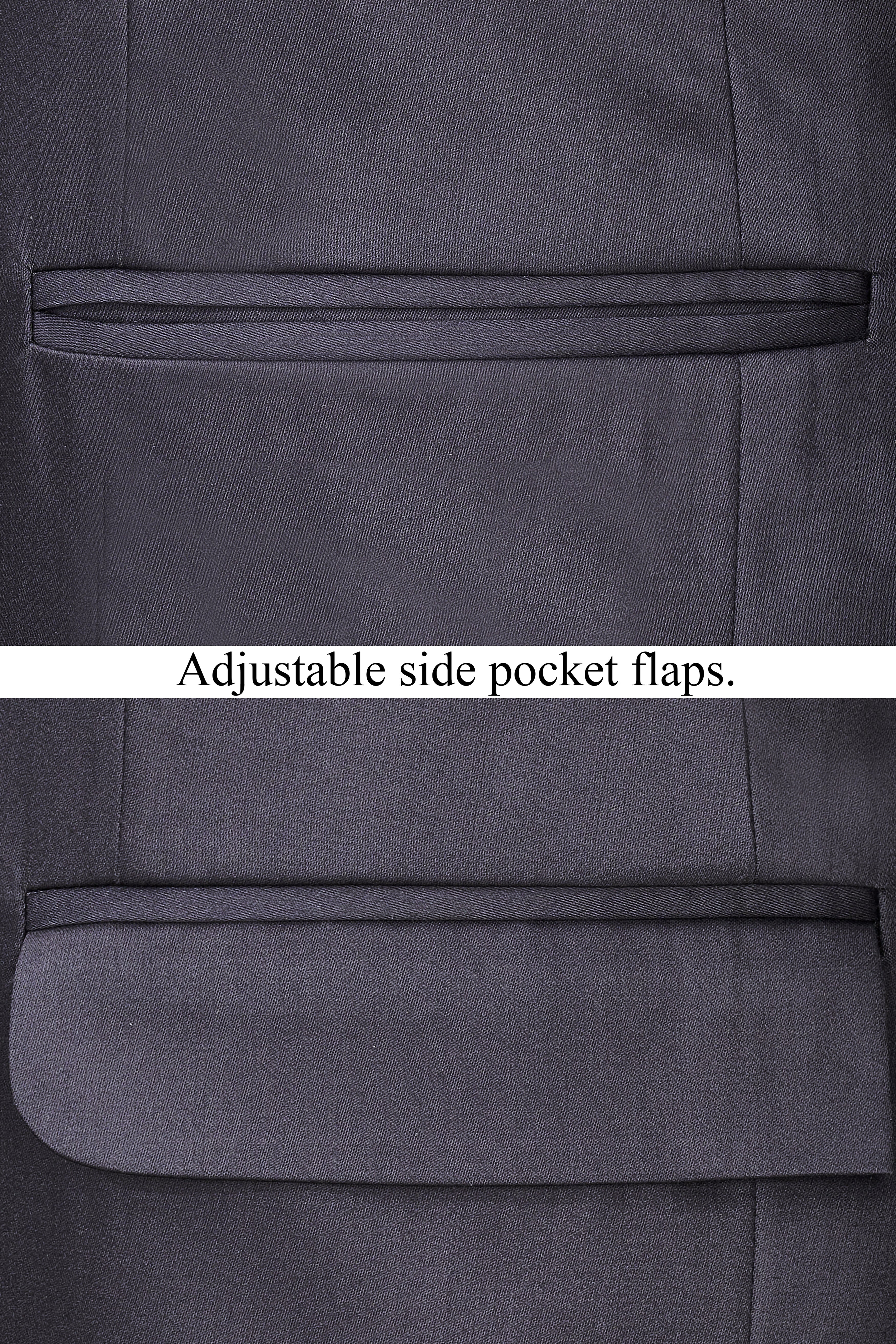 Mid Grey Subtle Sheen Cross Placket Wool Blend Bandhgala/Mandarin Suit