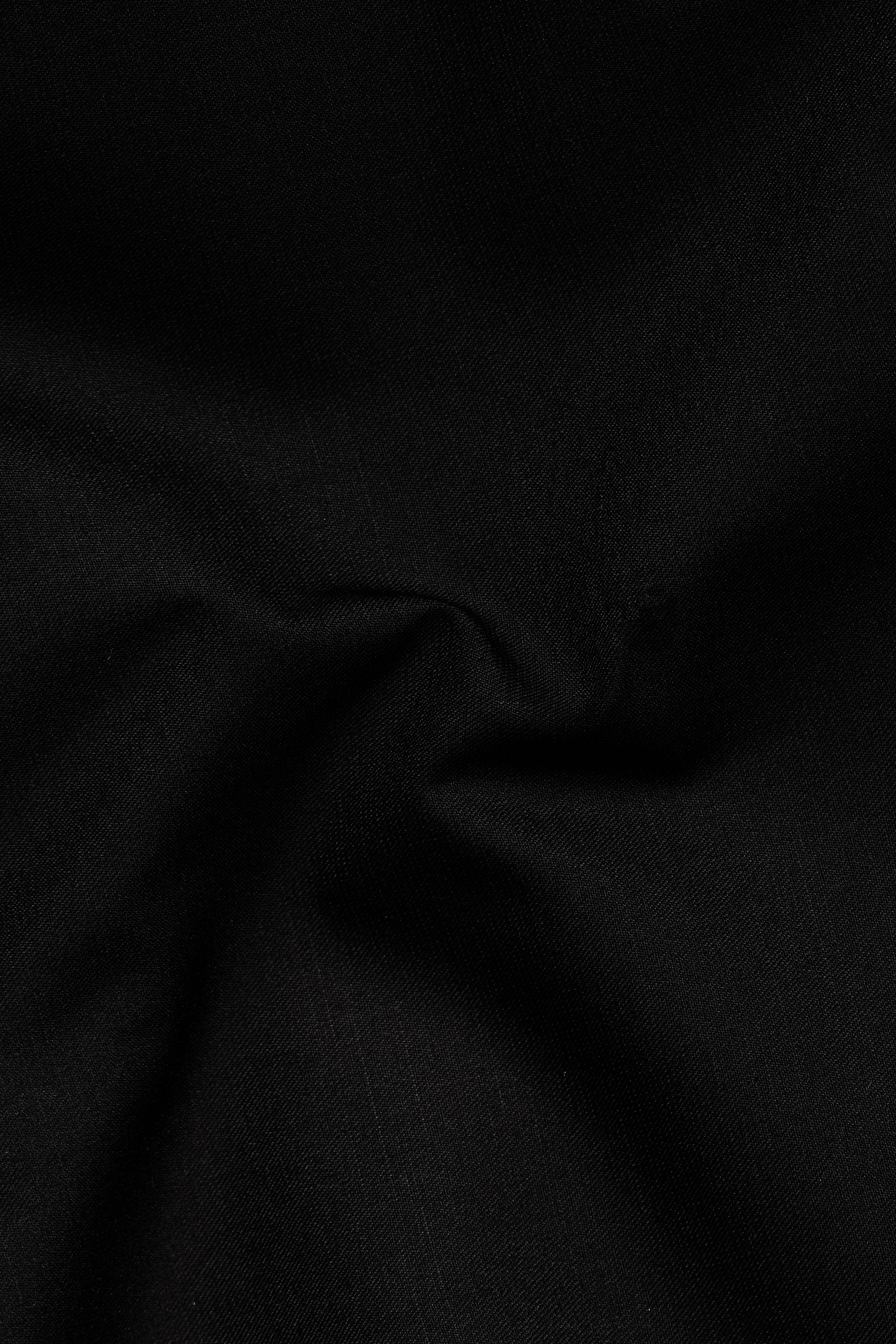 Jade Black Stretchable Wool Rich Hand Painted Designer Suit