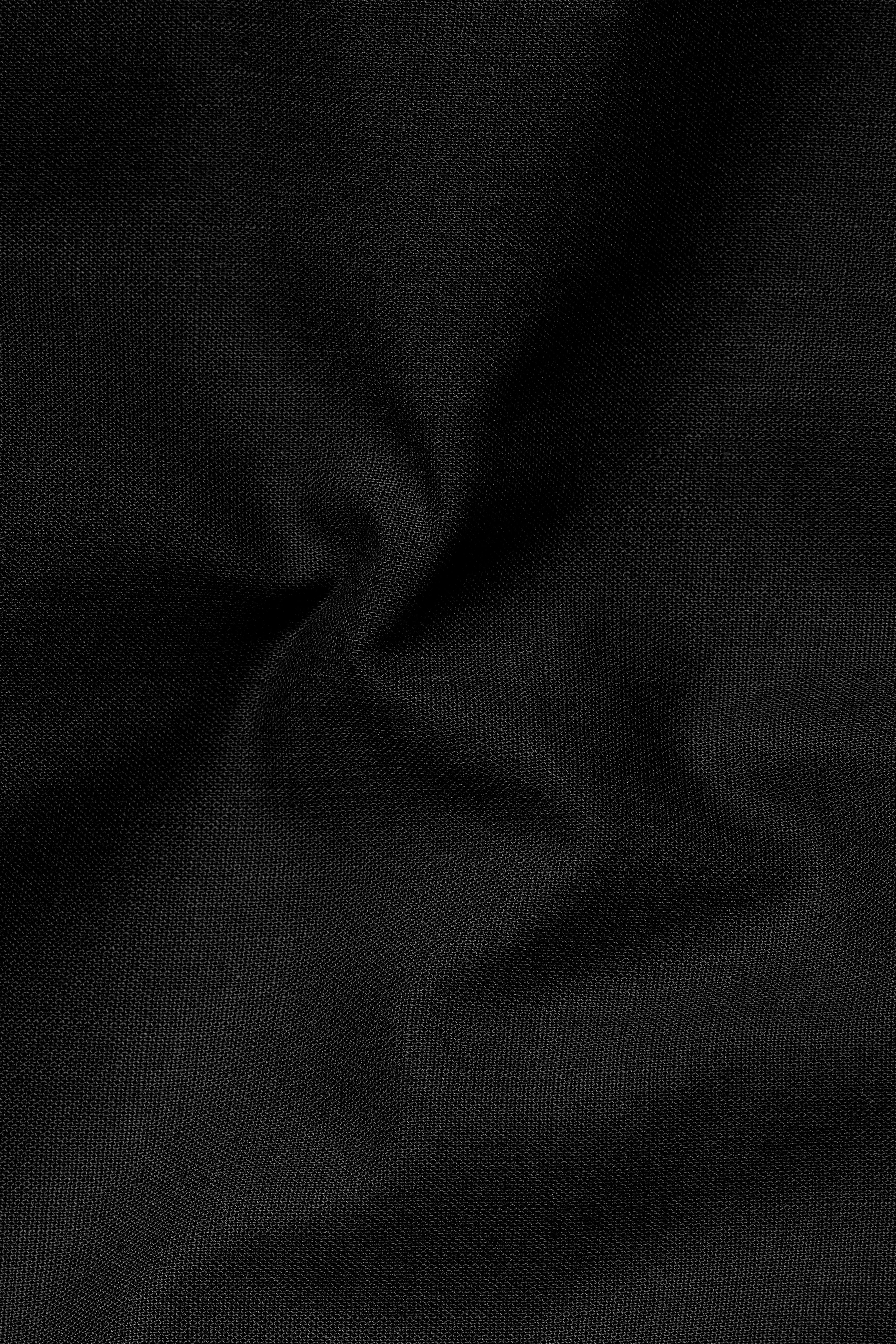 JADE BLACK LUXURIOUS LINEN CROSS PLACKET BANDHGALA/MANDARIN SUIT