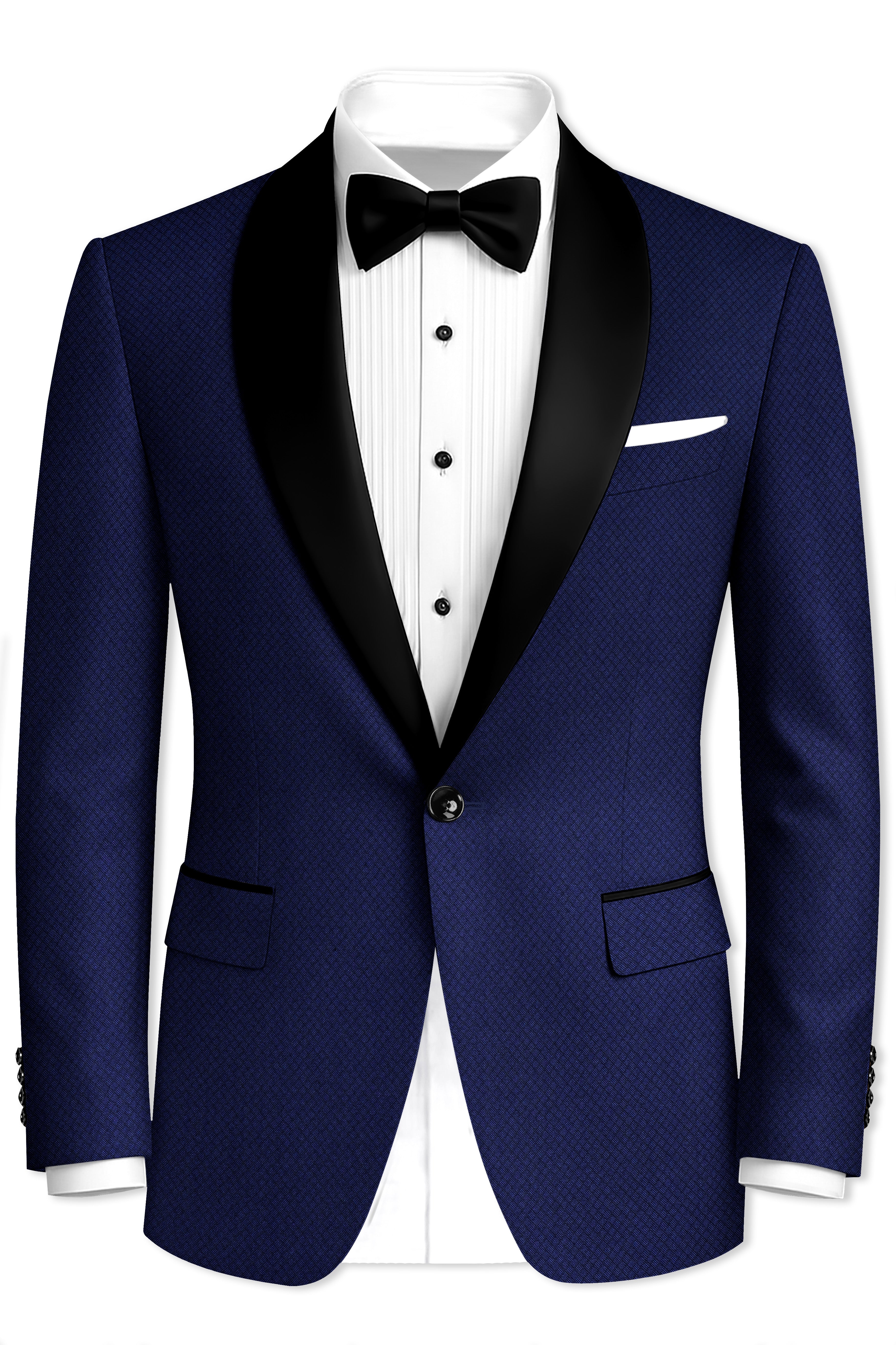 Port Gore Blue Subtle Textured Woolrich Tuxedo Suit