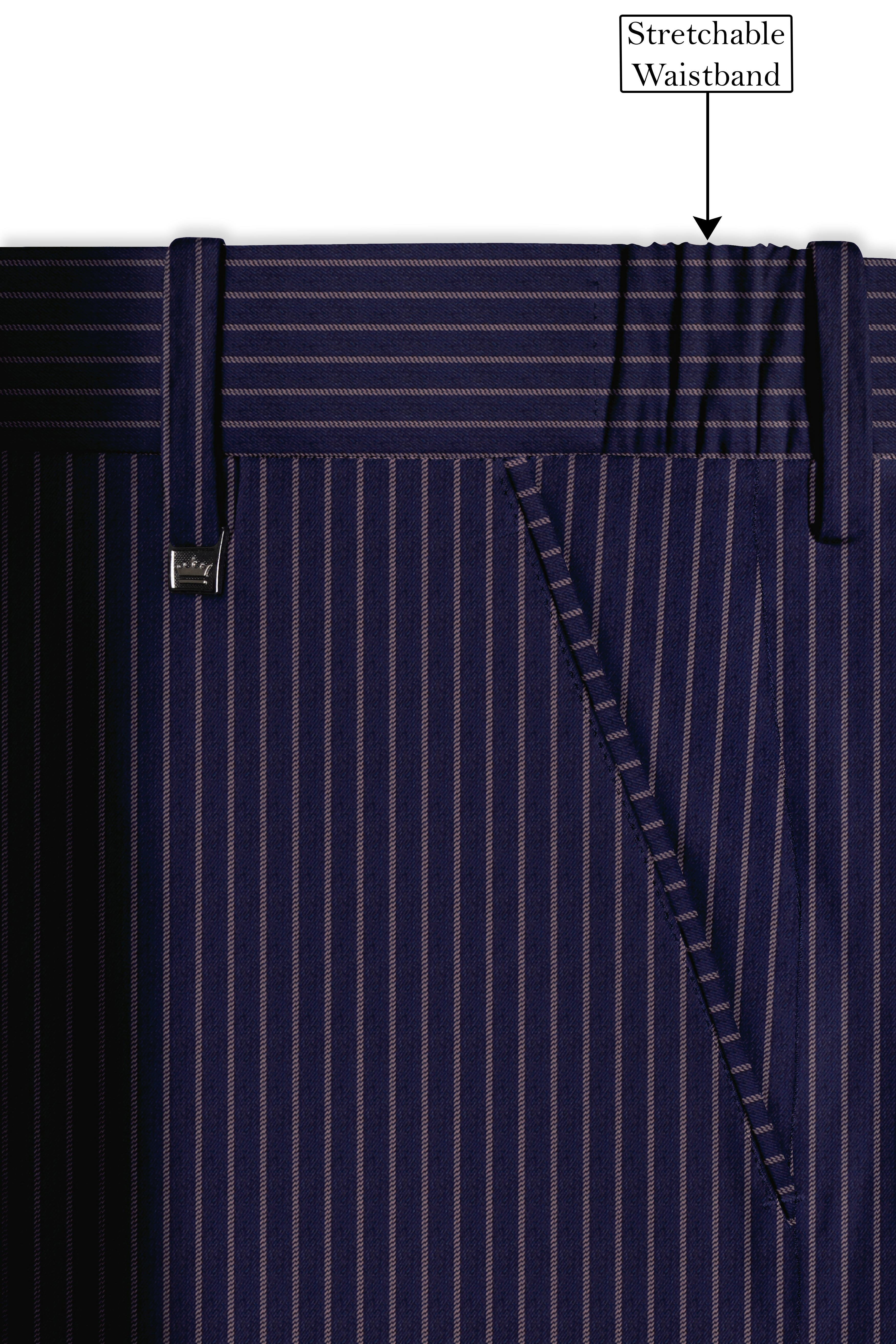 Martinique Blue with Prelude Striped Bandhgala/Mandarin Corduroy Premium Cotton Suit