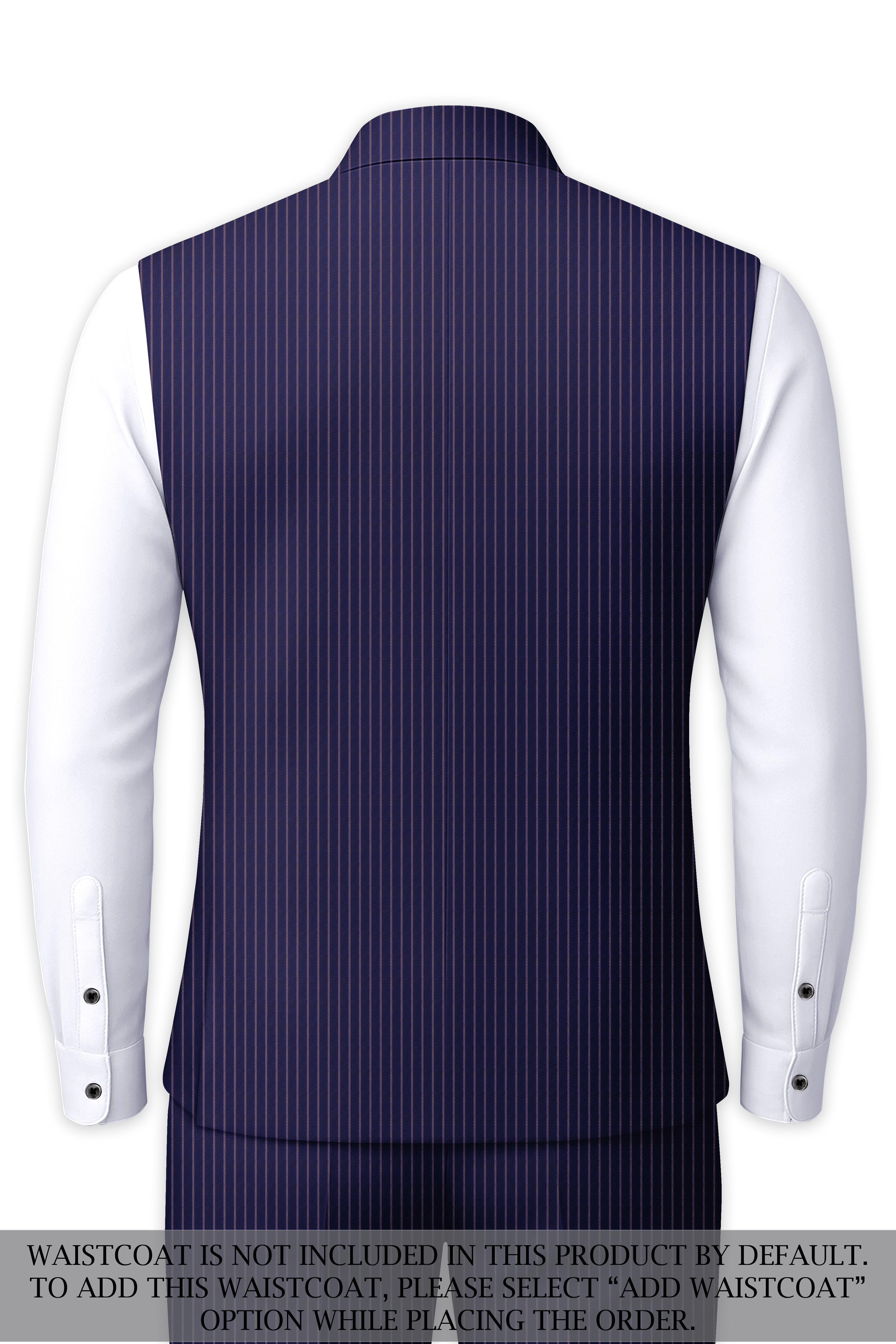 Martinique Blue with Prelude Striped Bandhgala/Mandarin Corduroy Premium Cotton Suit