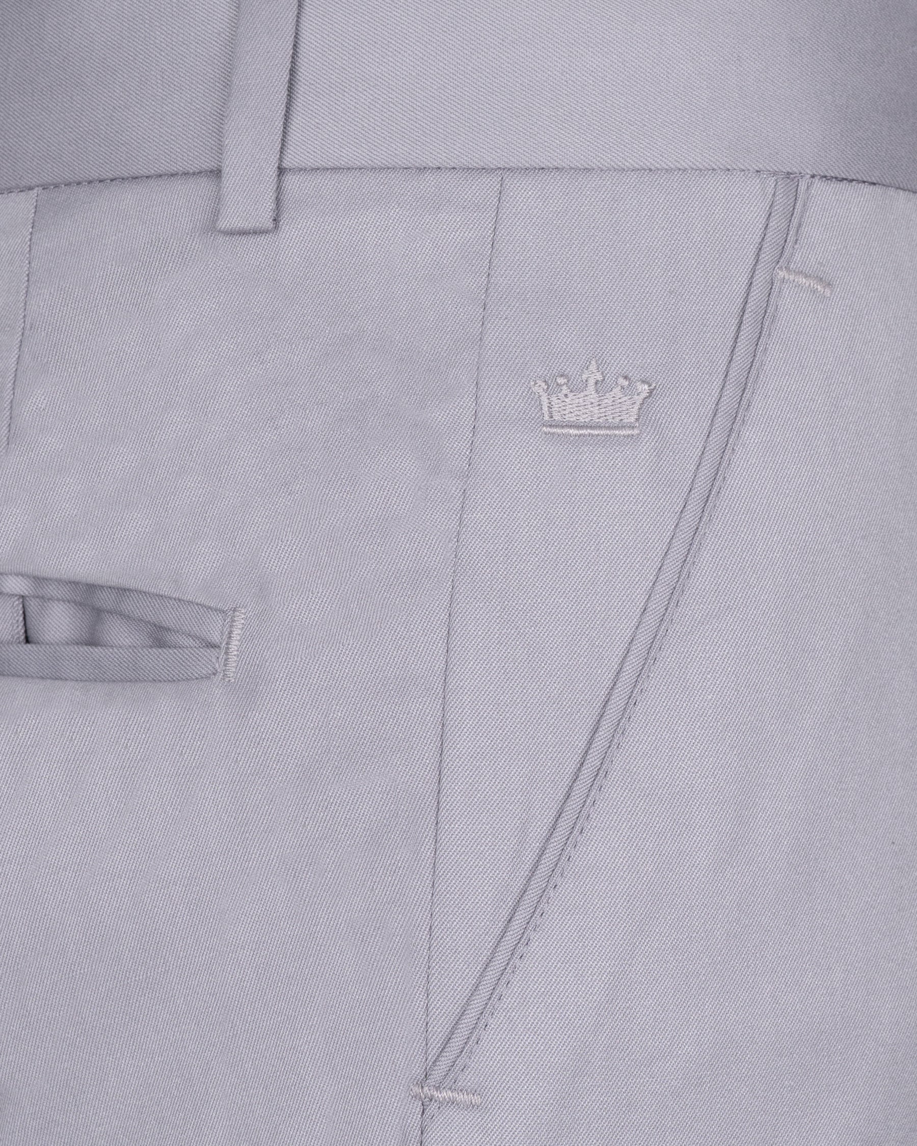 French Gray Cross Placket Bandhgala Wool rich Suit