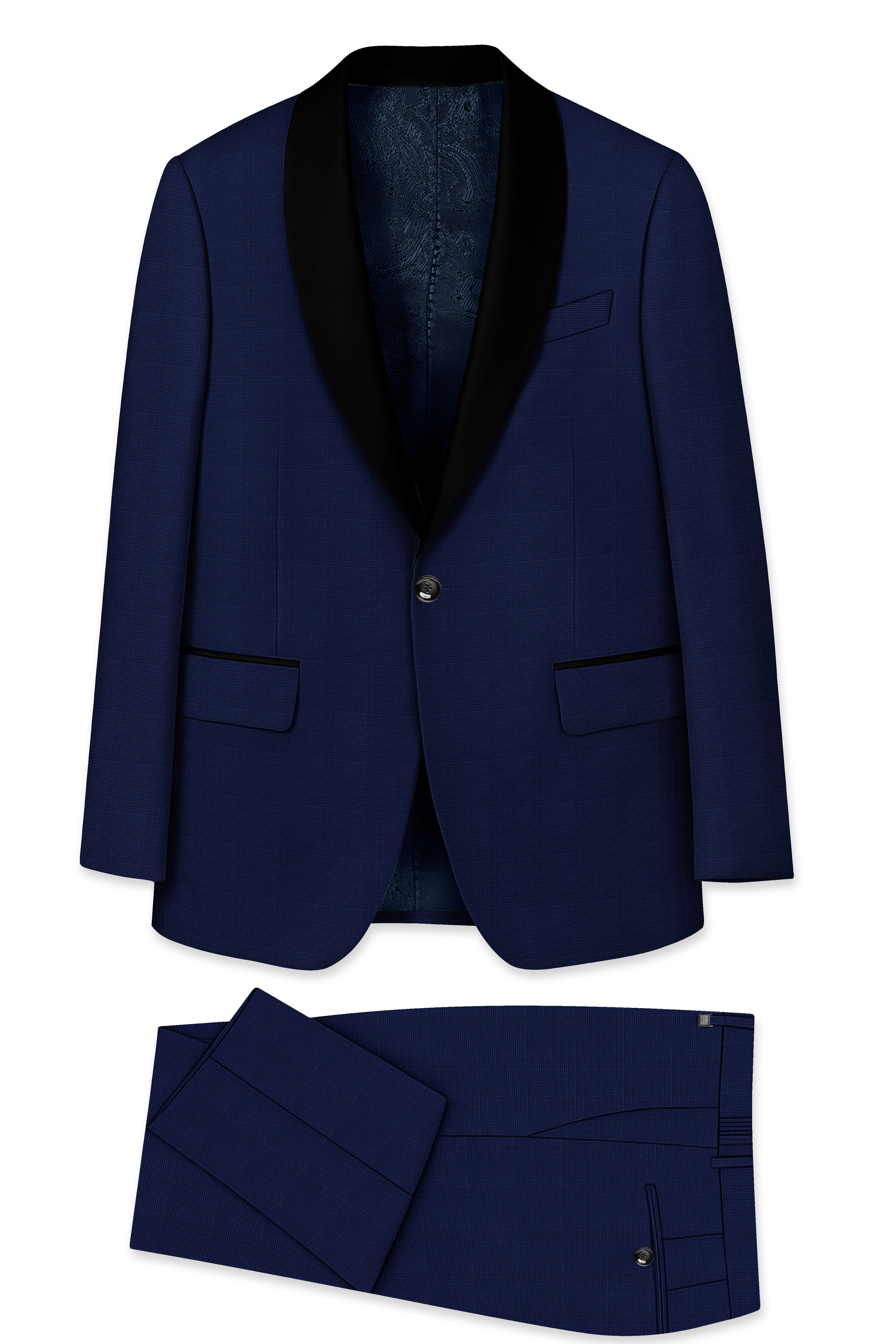 Valhalla Blue subtle plaid Wool Rich Tuxedo Suit