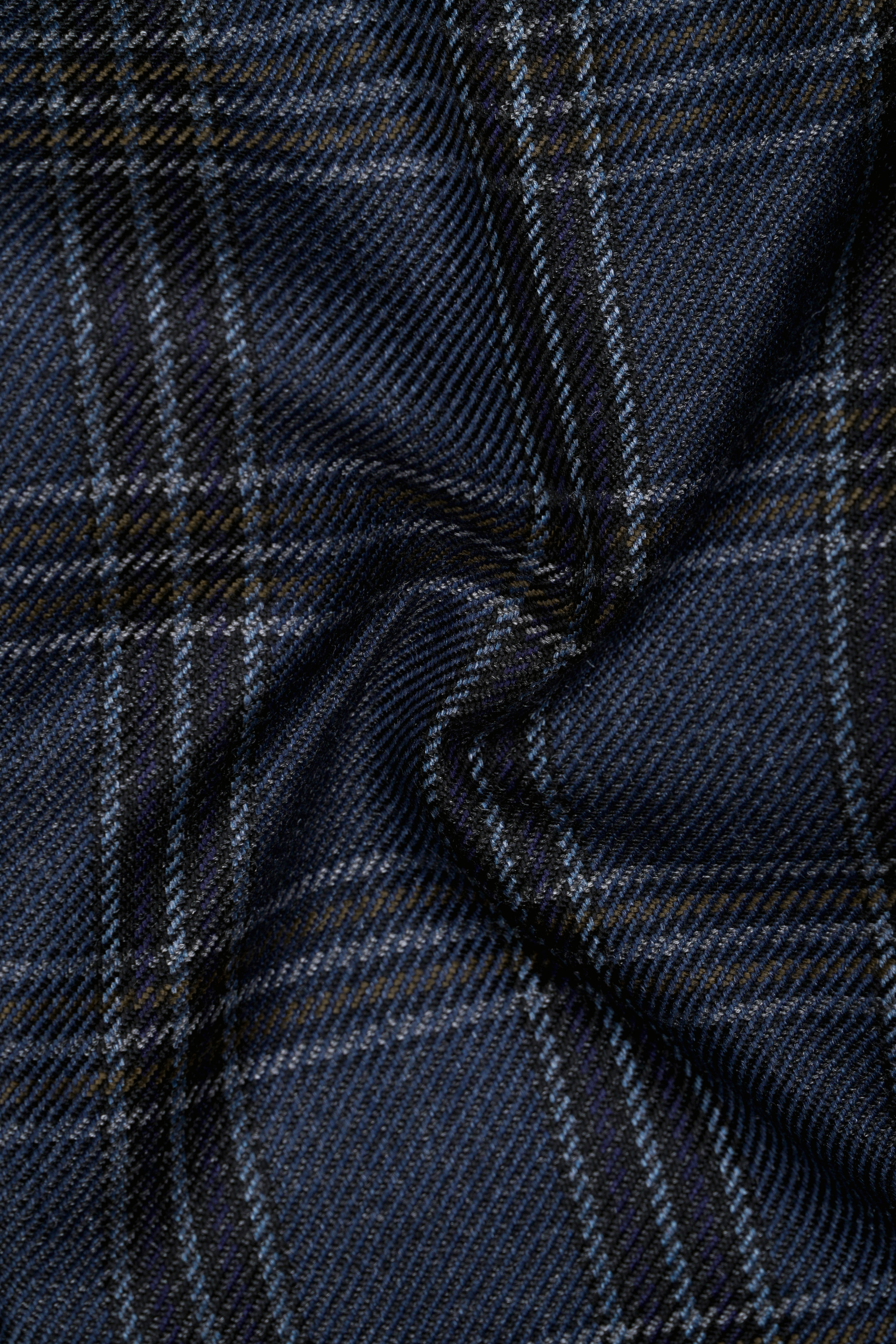 Licorice Blue Plaid heavyweight tweed Wool Rich Double Breasted Suit