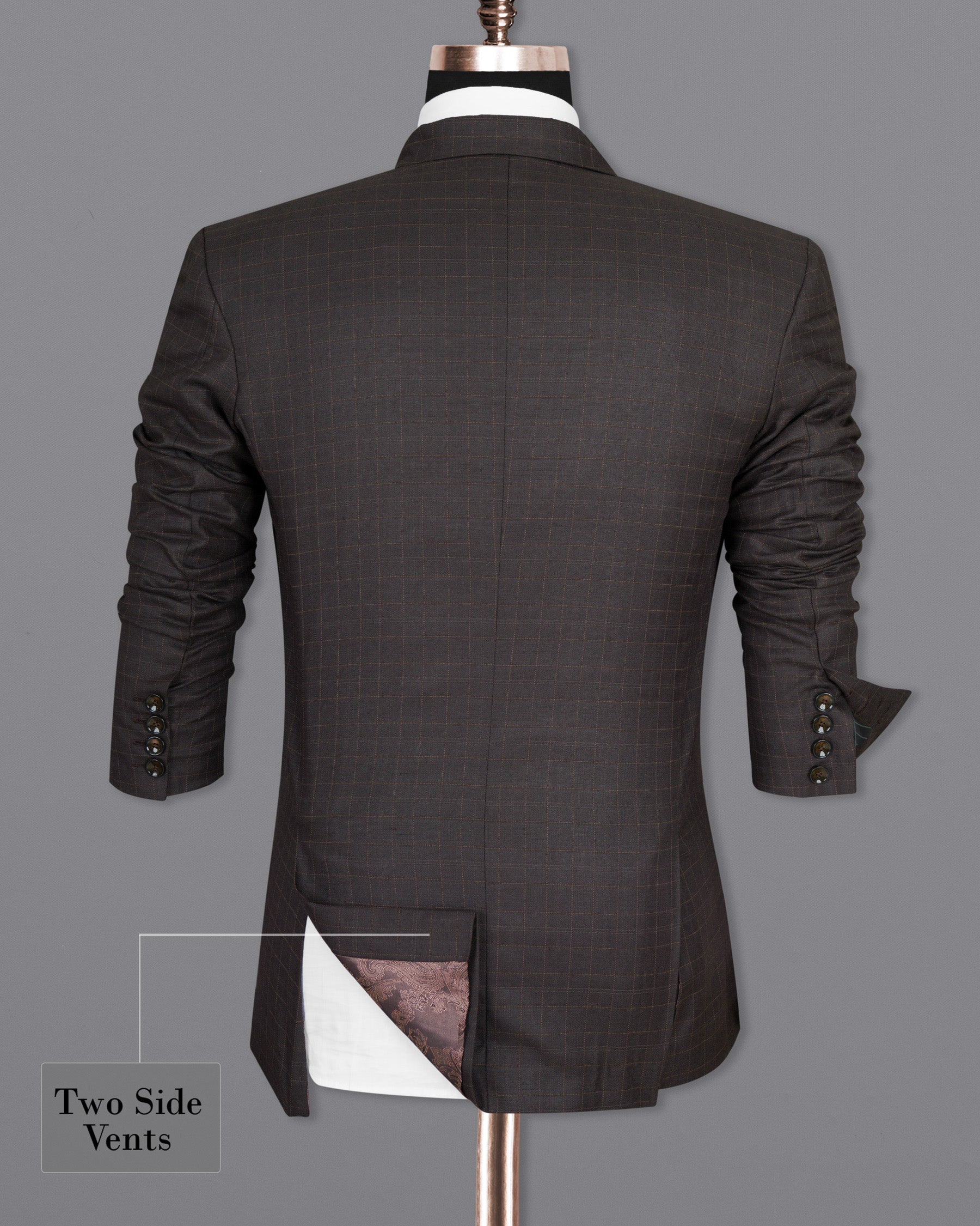 Brown Plaid Wool Rich Suit