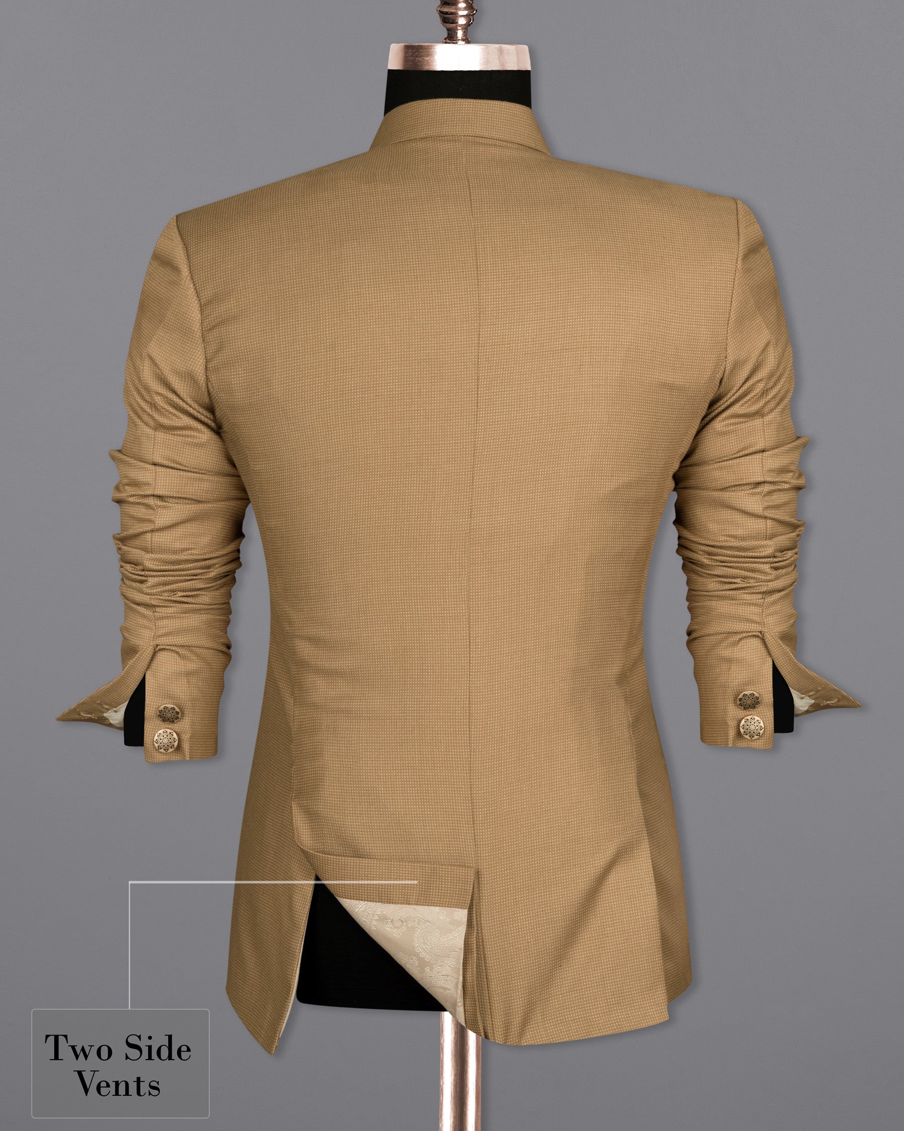 Oak Brown Cross Placket Bandhgala Premium Cotton Suit