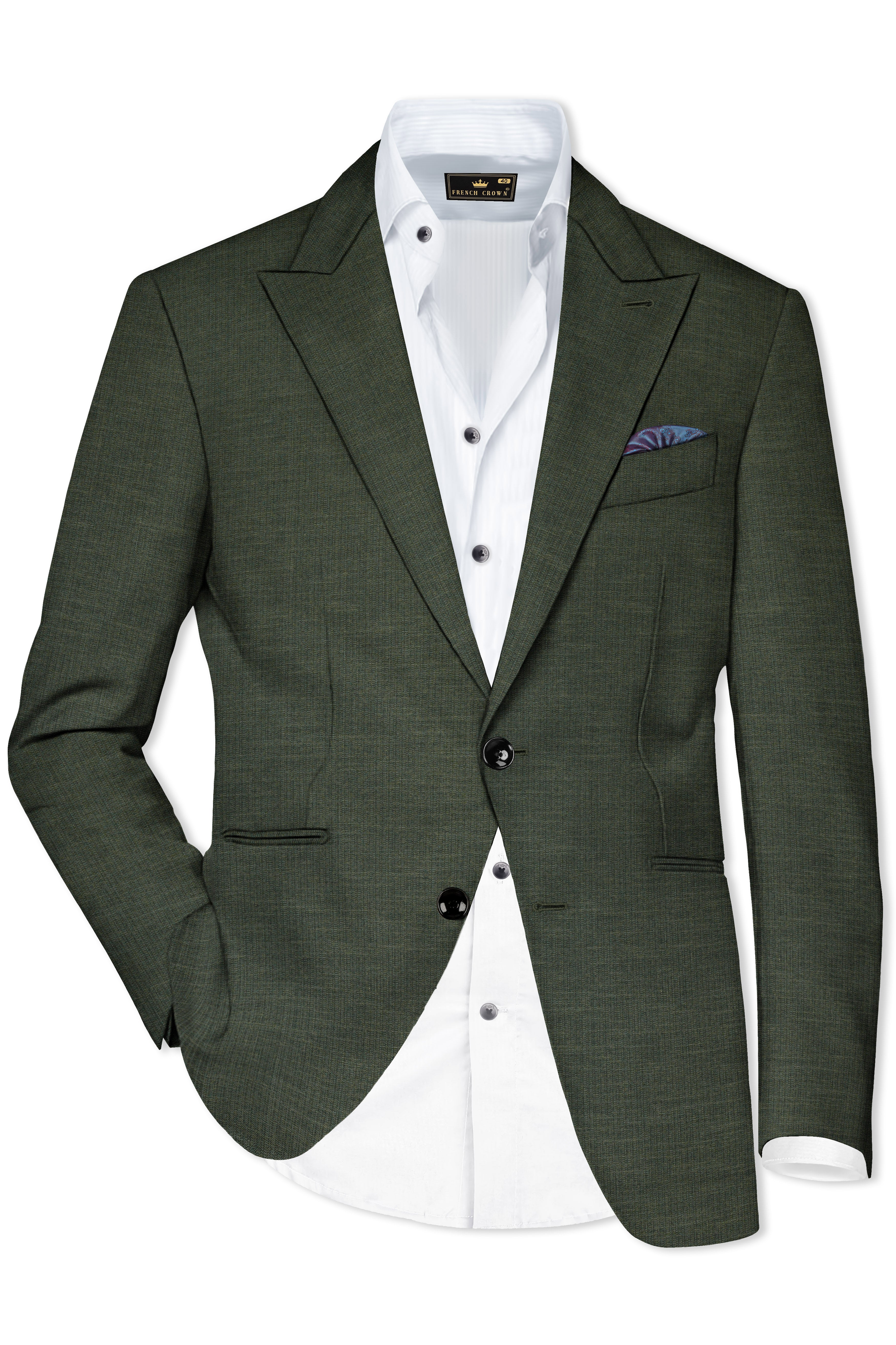 Armadillo Green Solid Premium Cotton Suit