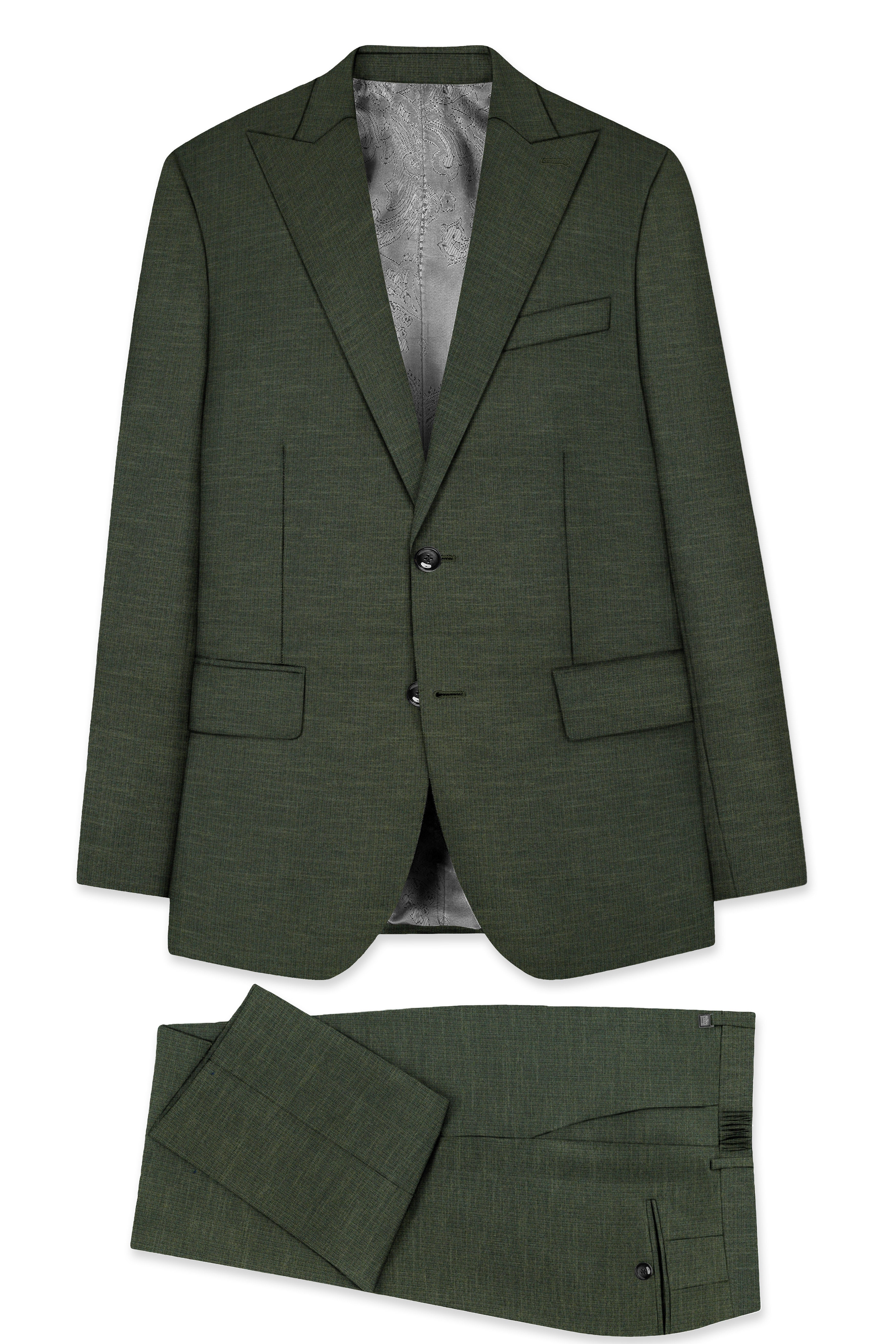Armadillo Green Solid Premium Cotton Suit