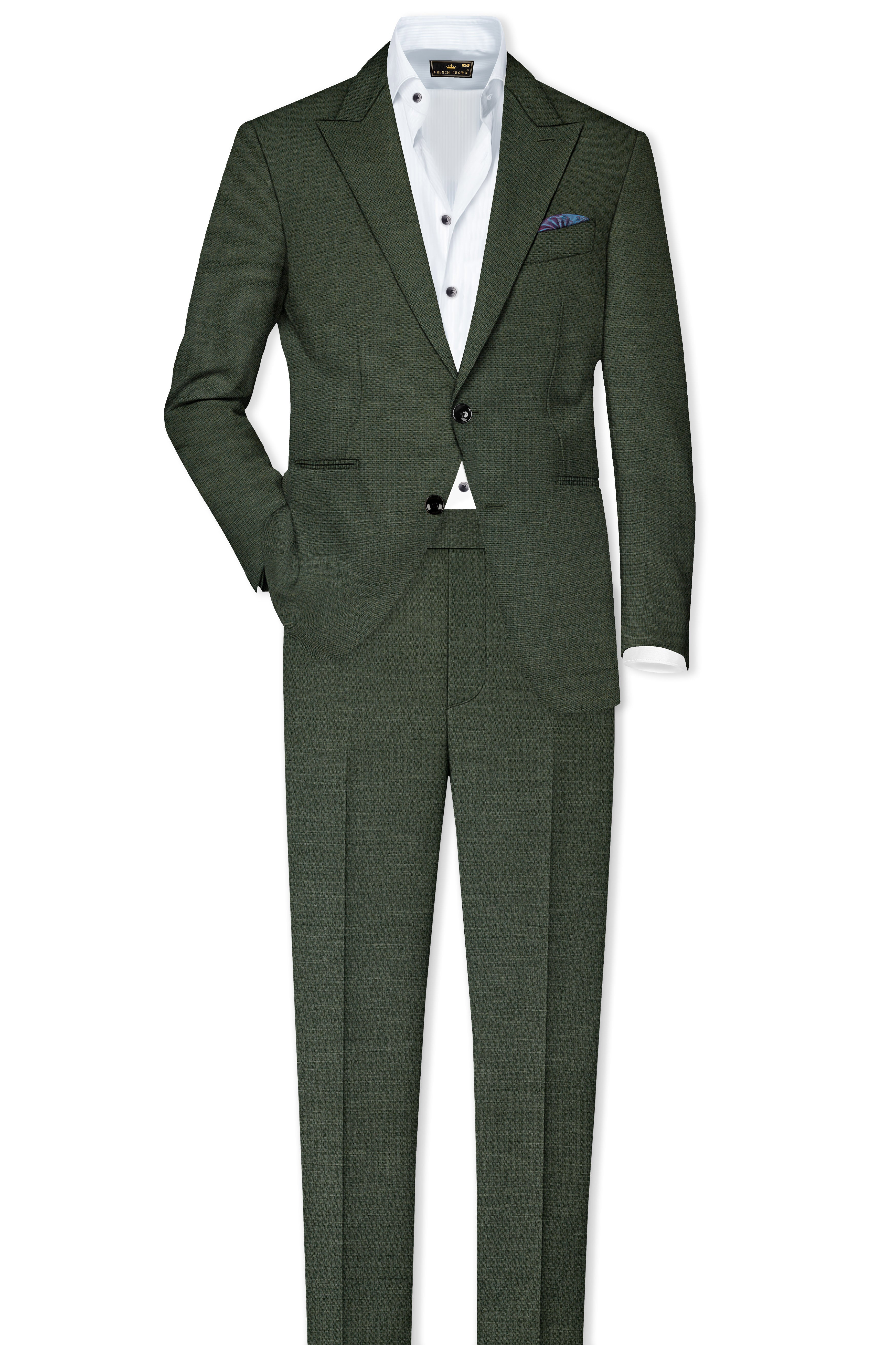 Armadillo Green Solid Premium Cotton Suit