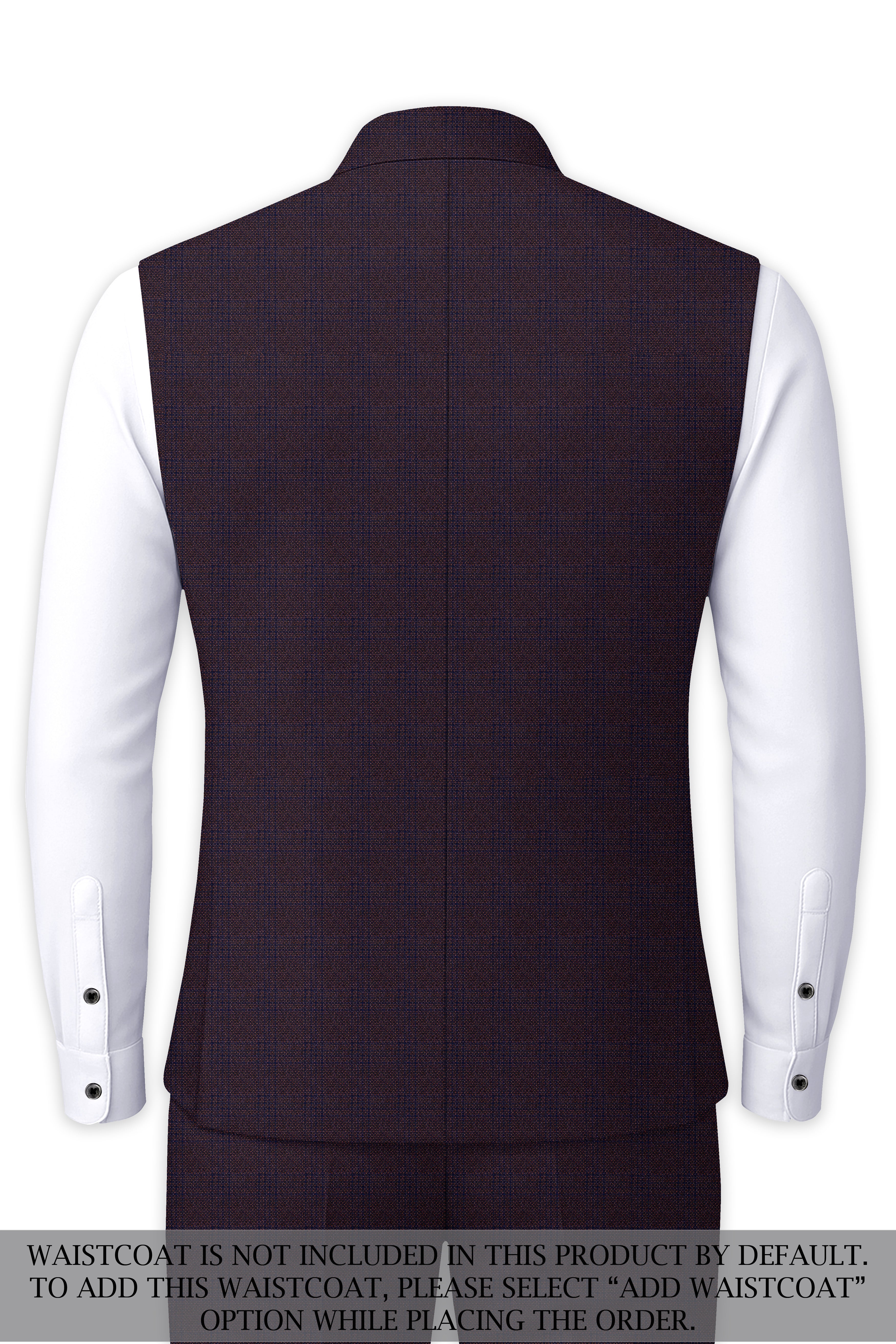 Thunder Brown Subtle Checkered Woolrich Cross Placket Bandhgala Suit