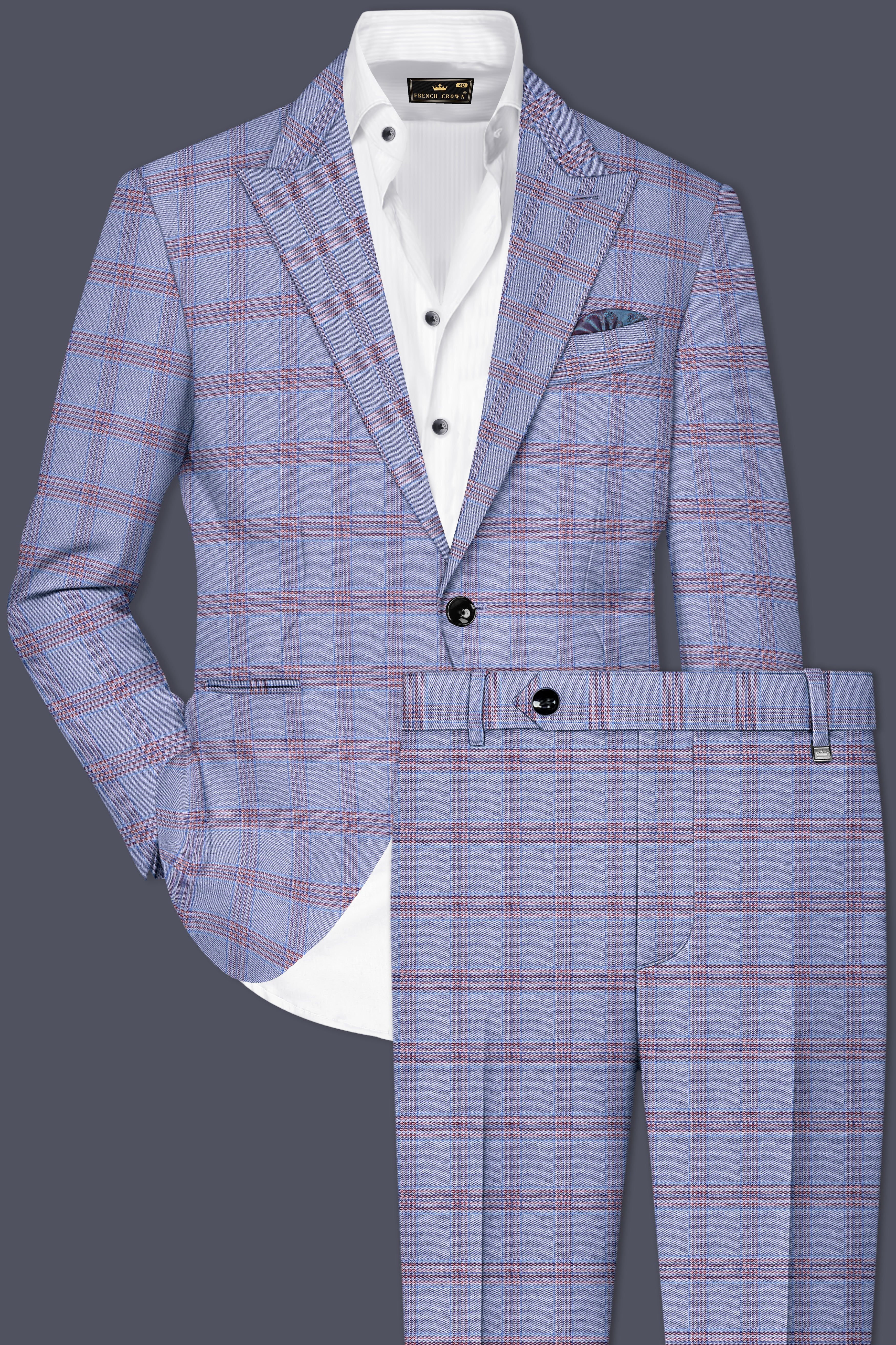 Manatee Grey Super fine Plaid Premium Cotton Suit