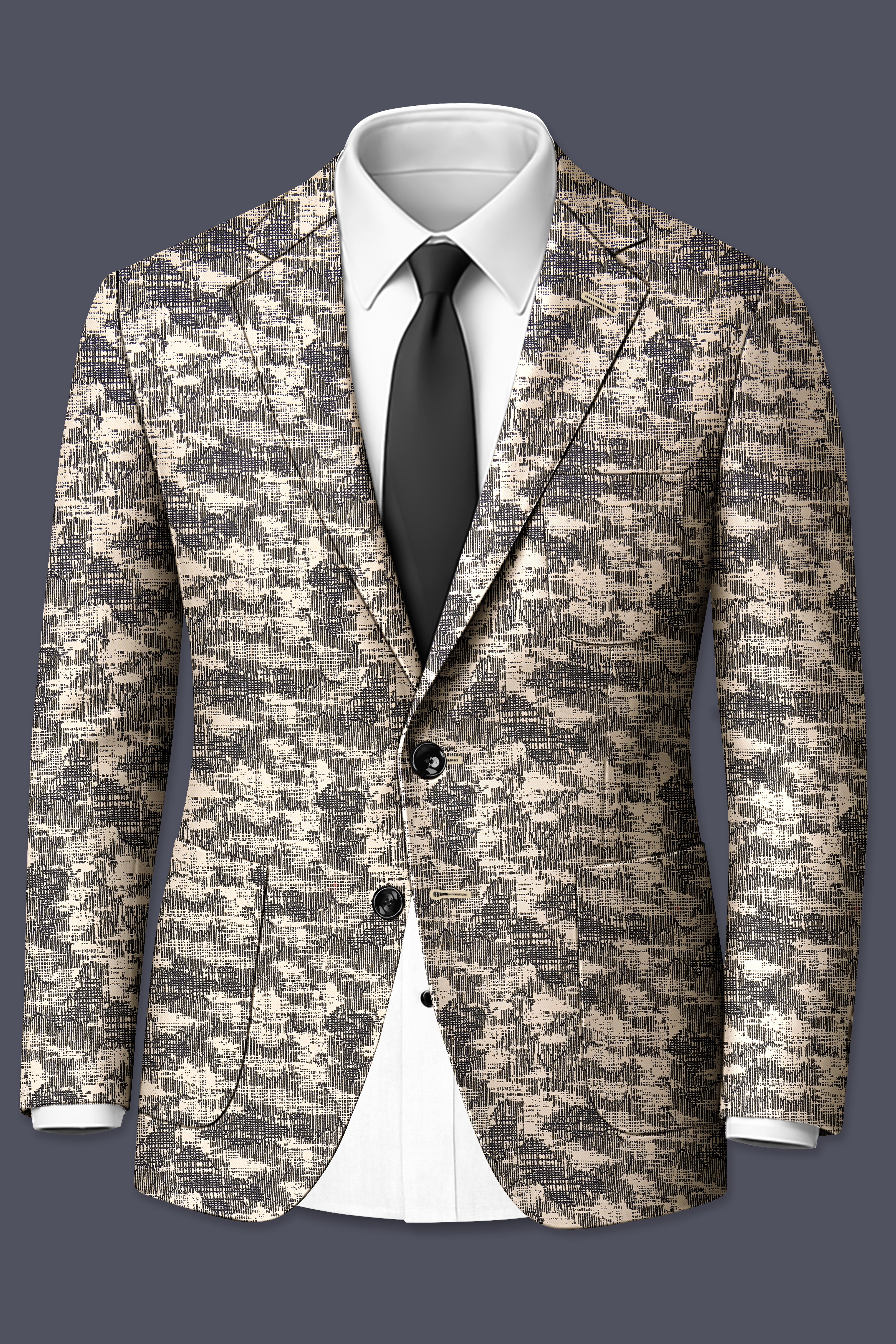 Bastille and Champagne Beige Abstract Print Designer Suit