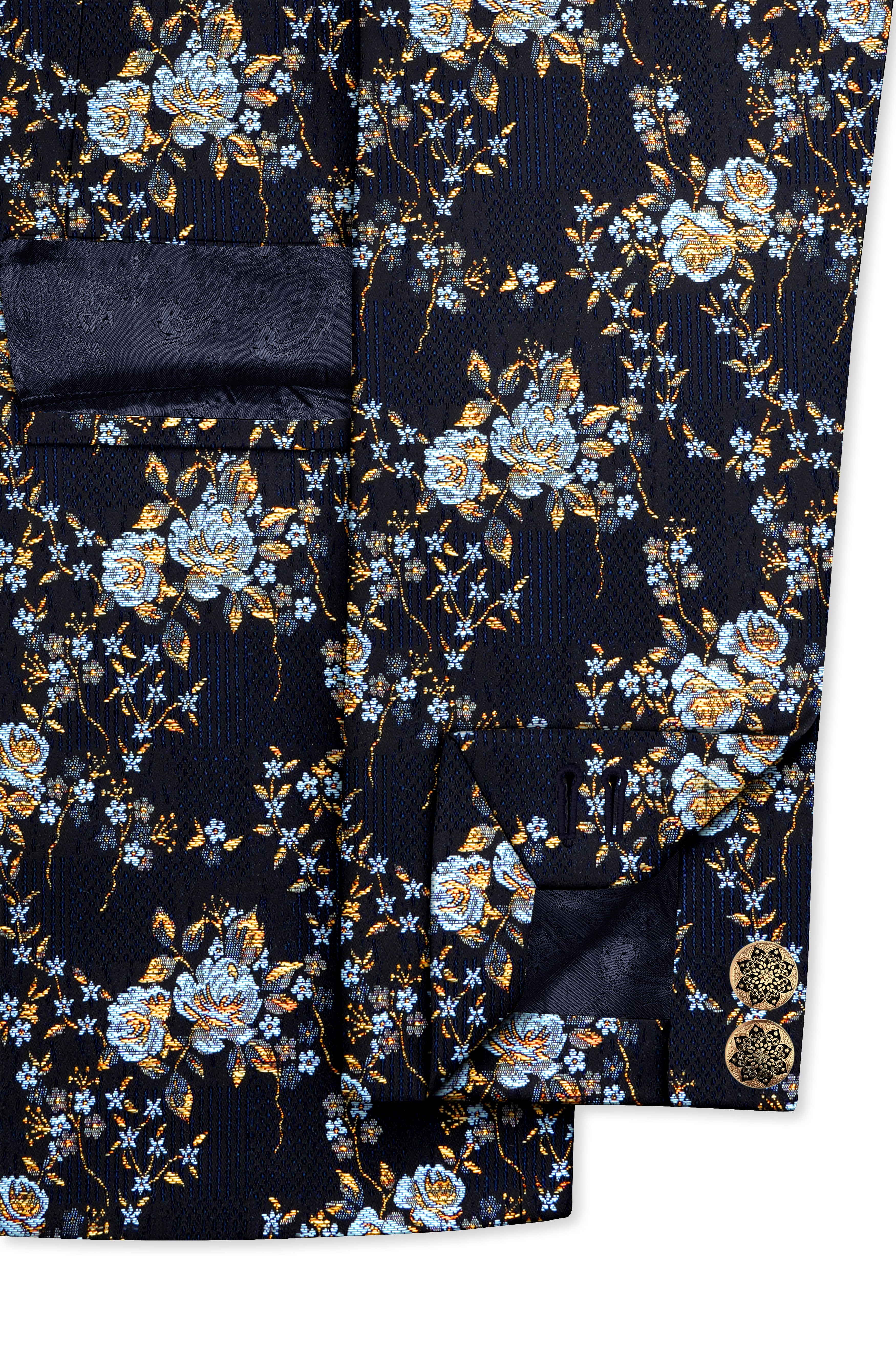 Storm Dust Floral Textured Cross Placket Bandhgala Designer Suit