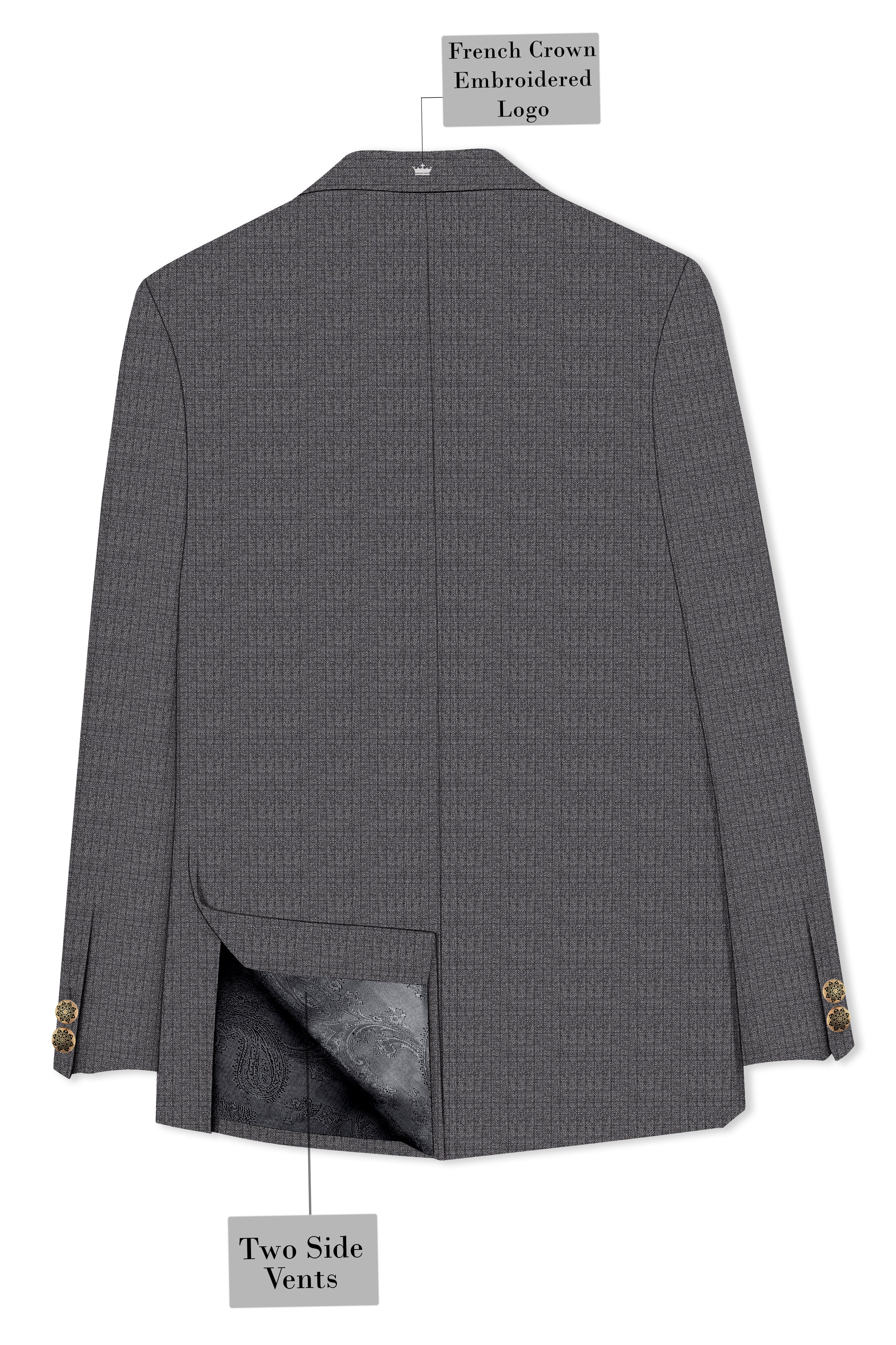Vampire Gray Cross Placket Bandhgala Suit