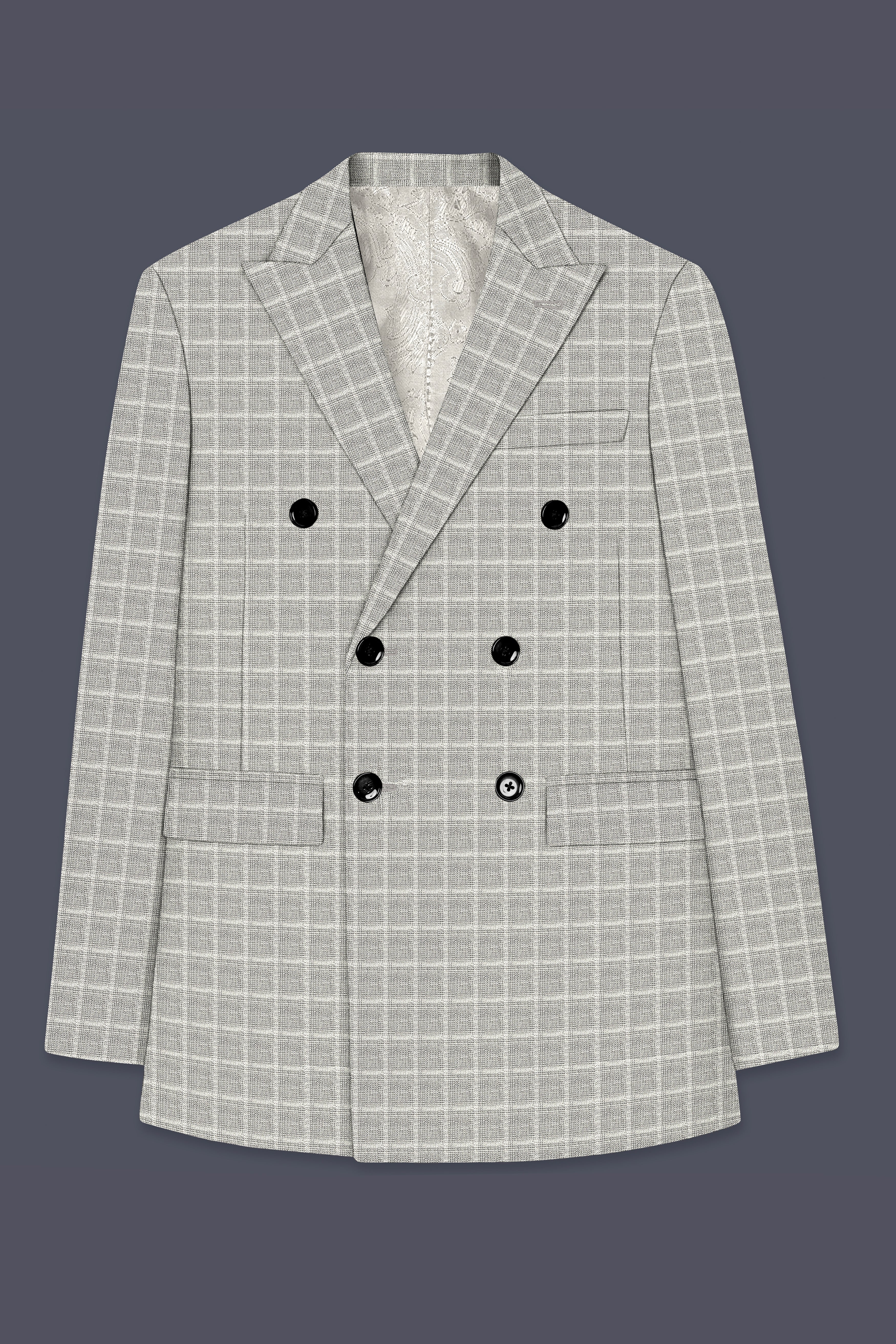 Timberwolf light gray Plaid Double Breasted Suit