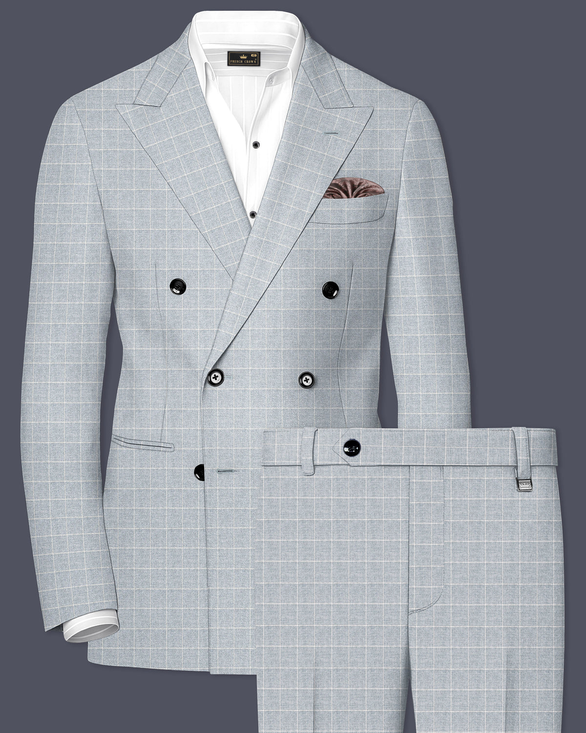 Hurricane Gray Windowpane Double Breasted Suit