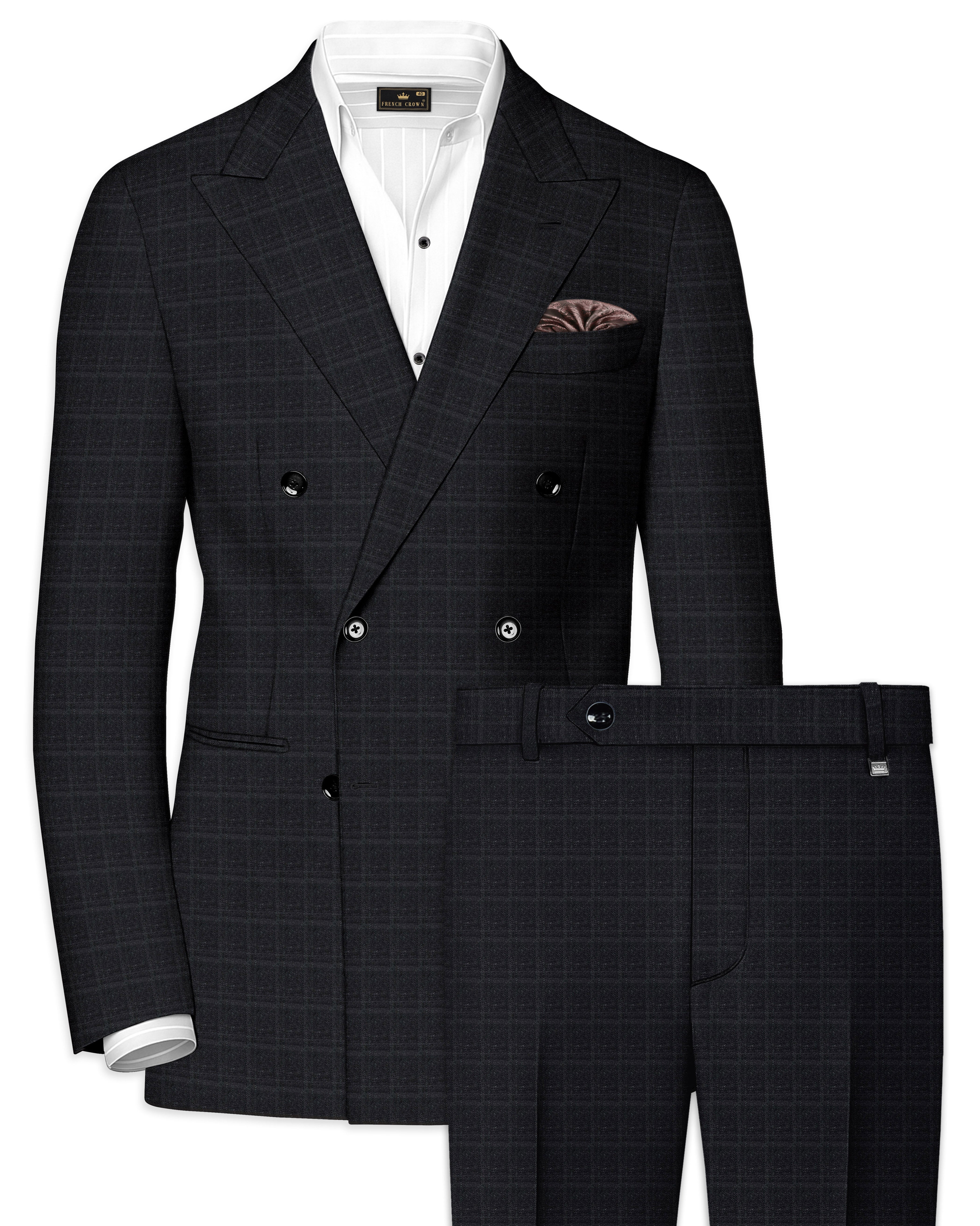 Thunder Gray Plaid Double-Breasted Suit