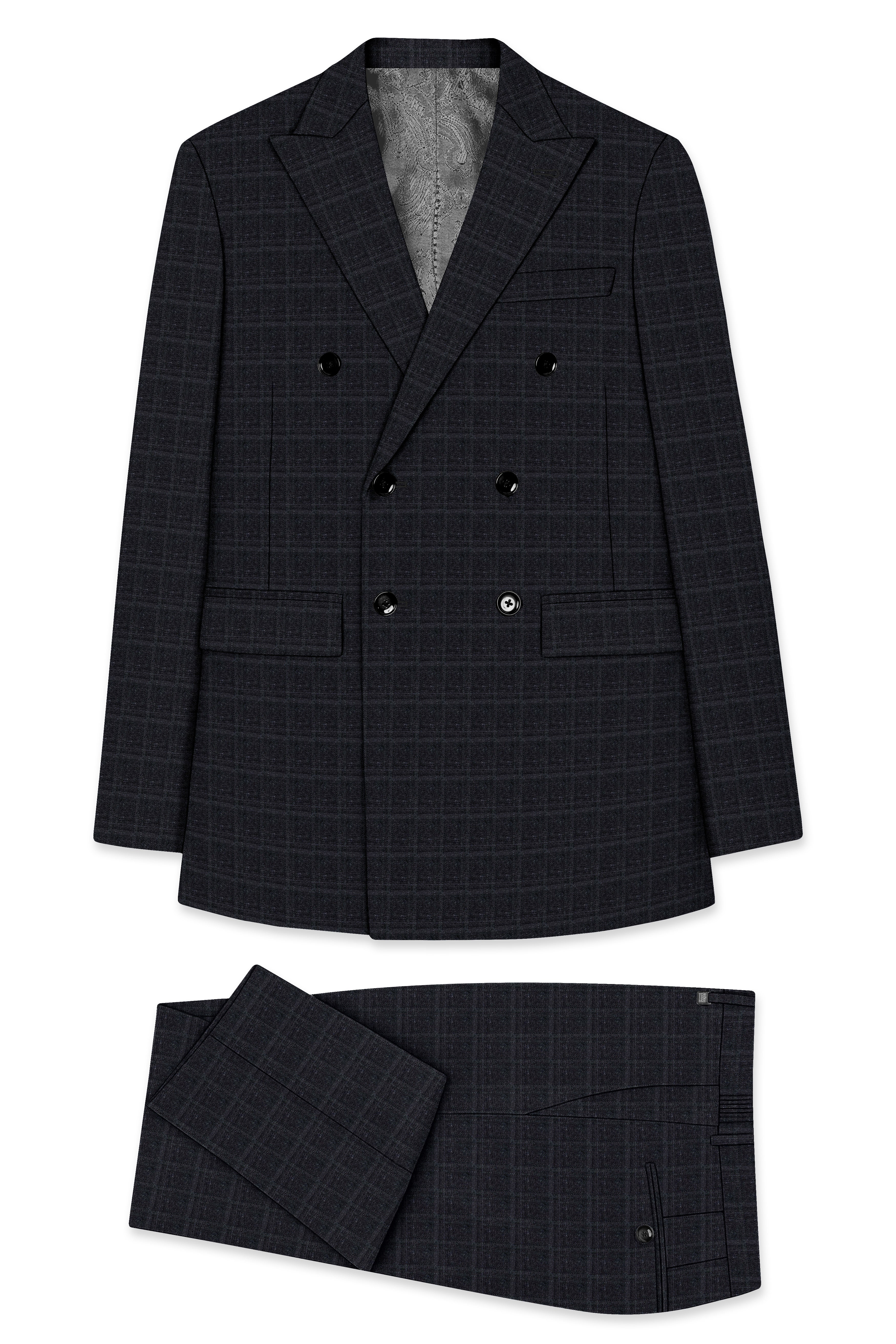 Thunder Gray Plaid Double-Breasted Suit