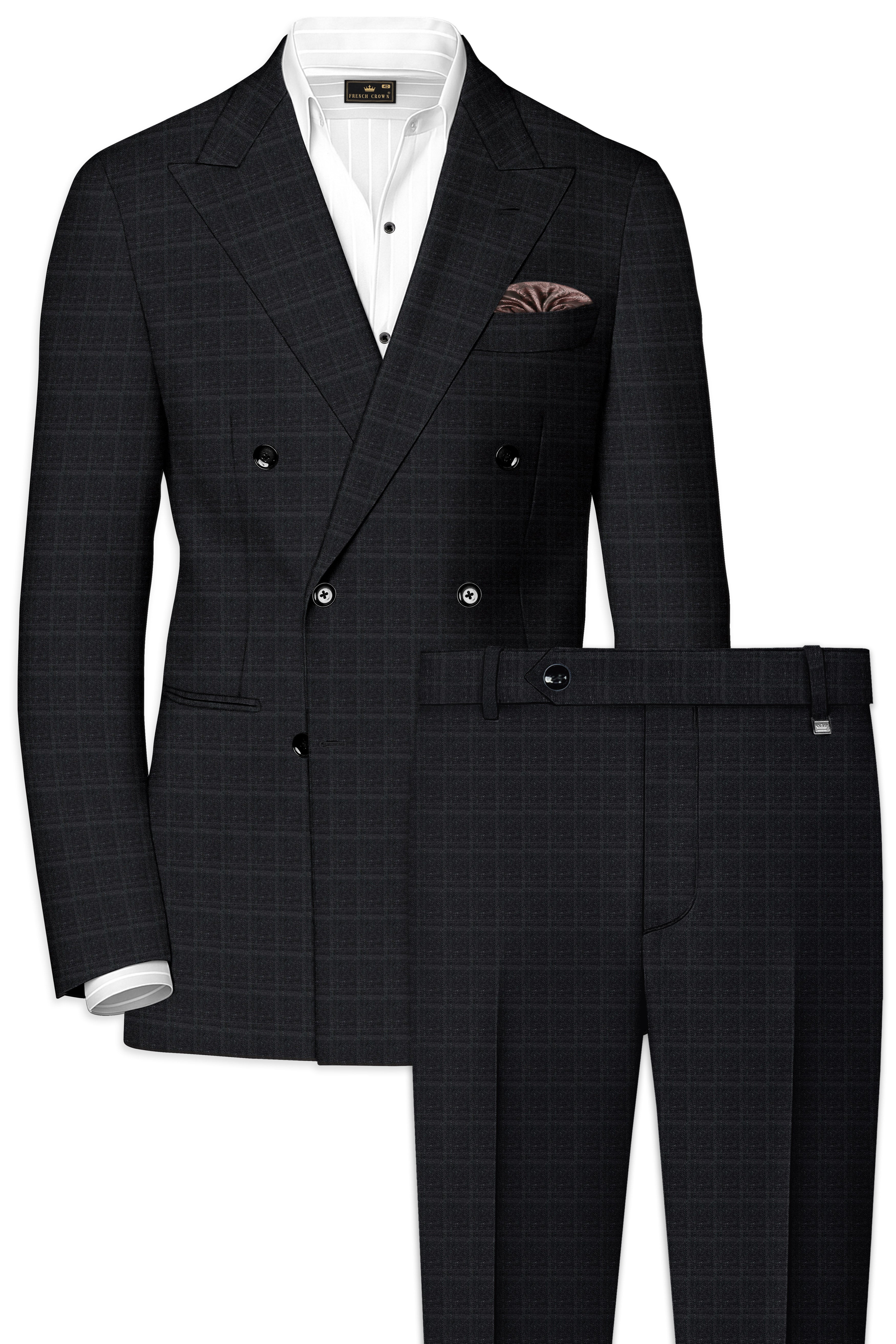 Thunder Gray Plaid Double-Breasted Suit