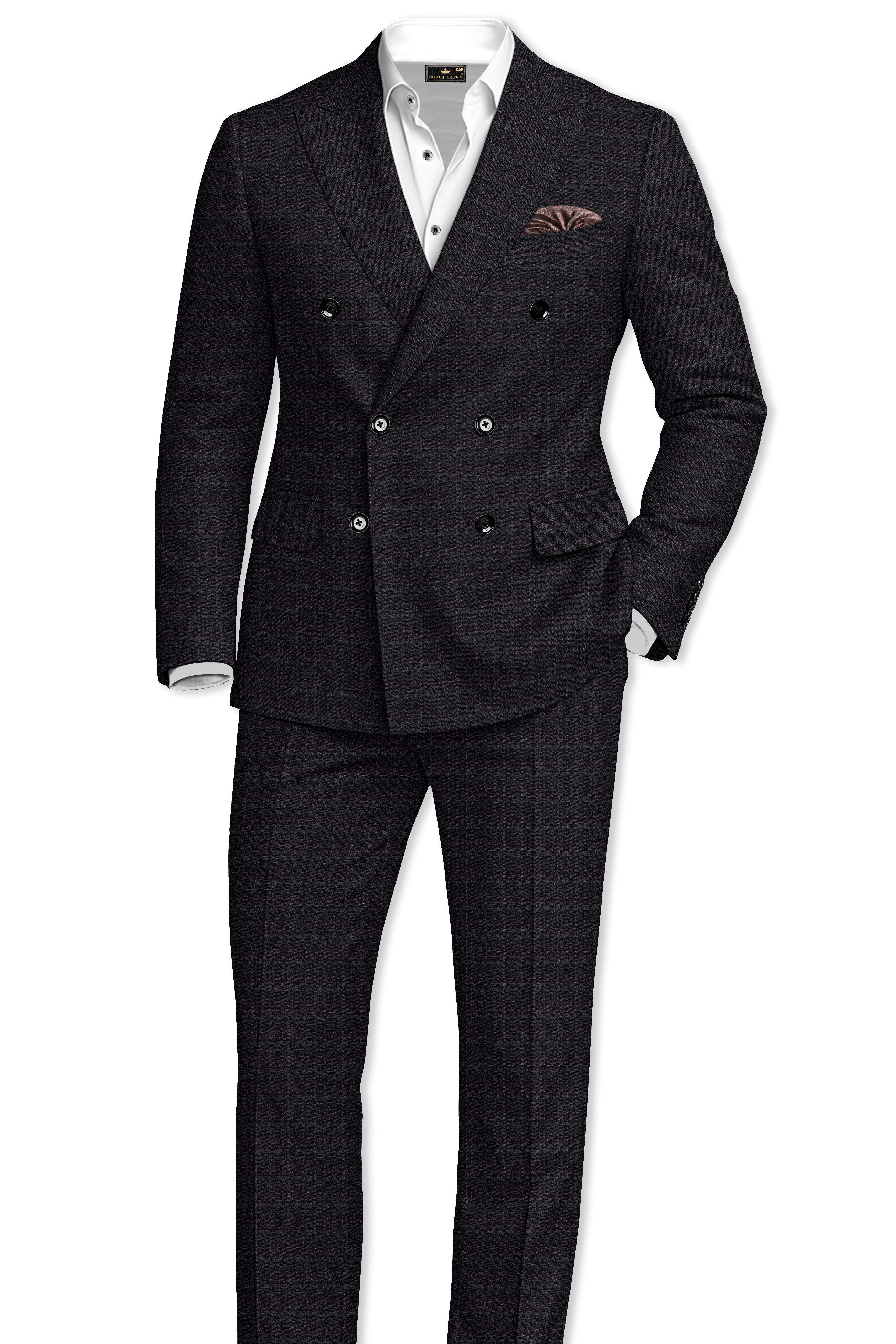 Thunder Gray Plaid Double-Breasted Suit