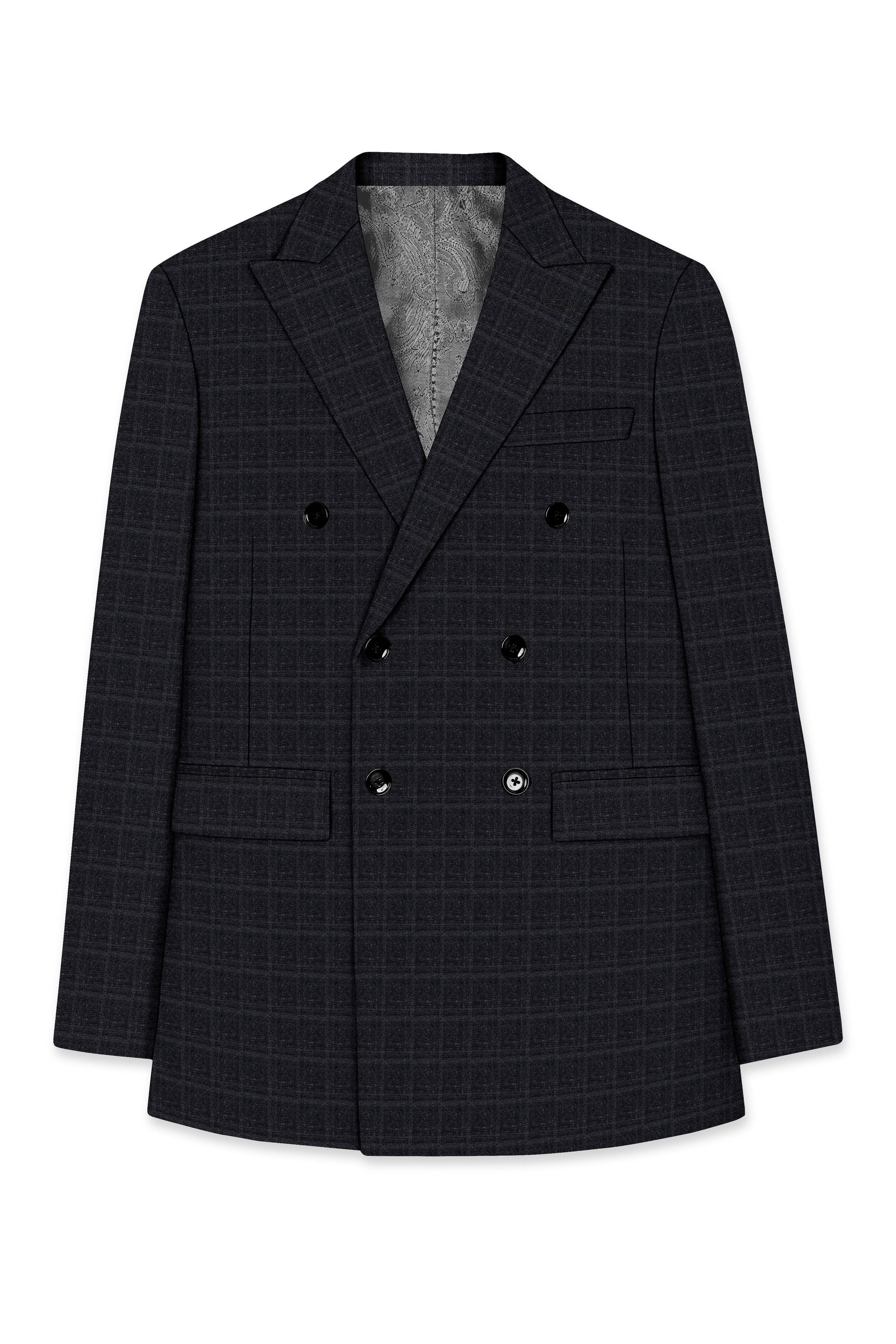 Thunder Gray Plaid Double-Breasted Suit