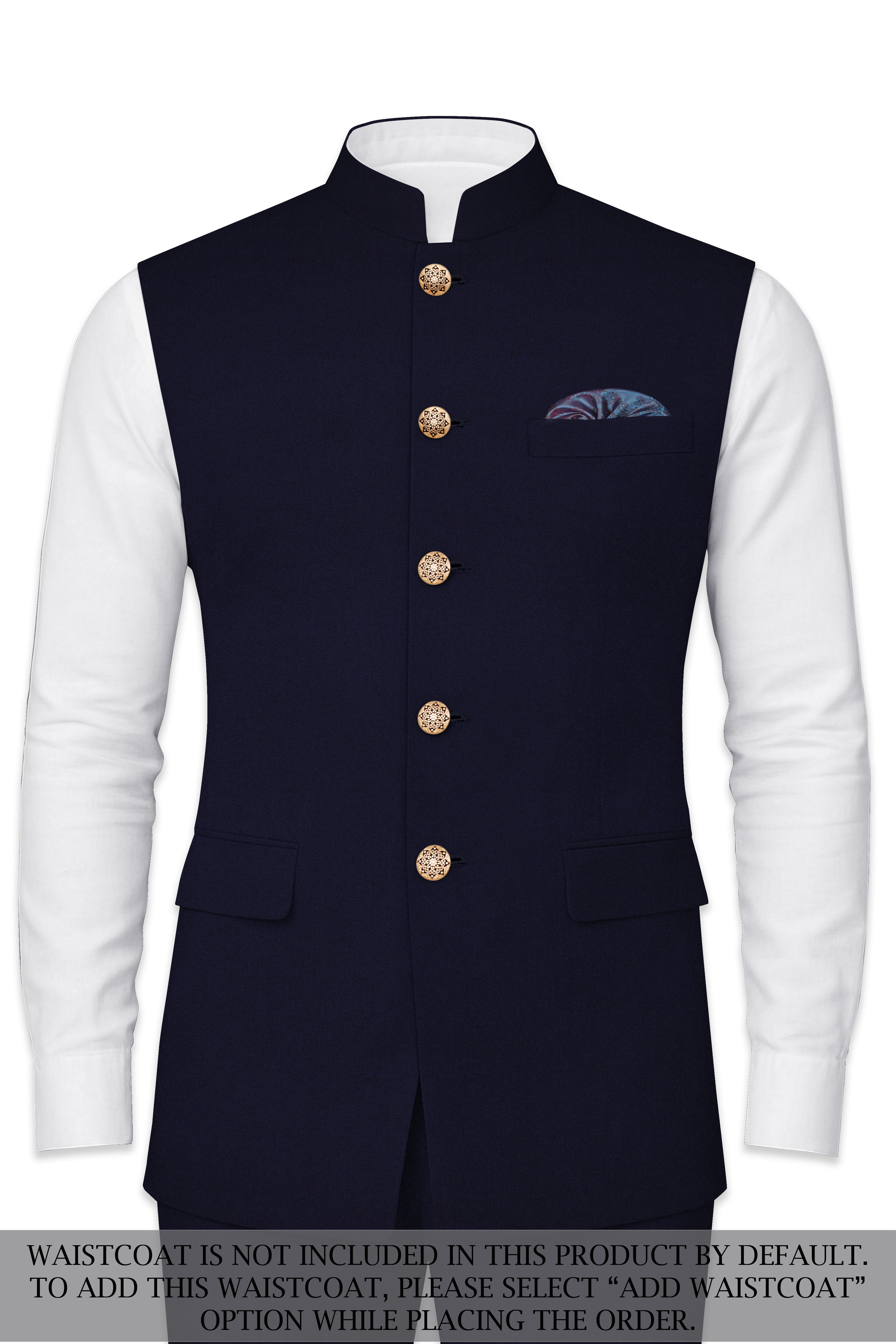 Gunmetal Blue Cross Placket Bandhgala Suit