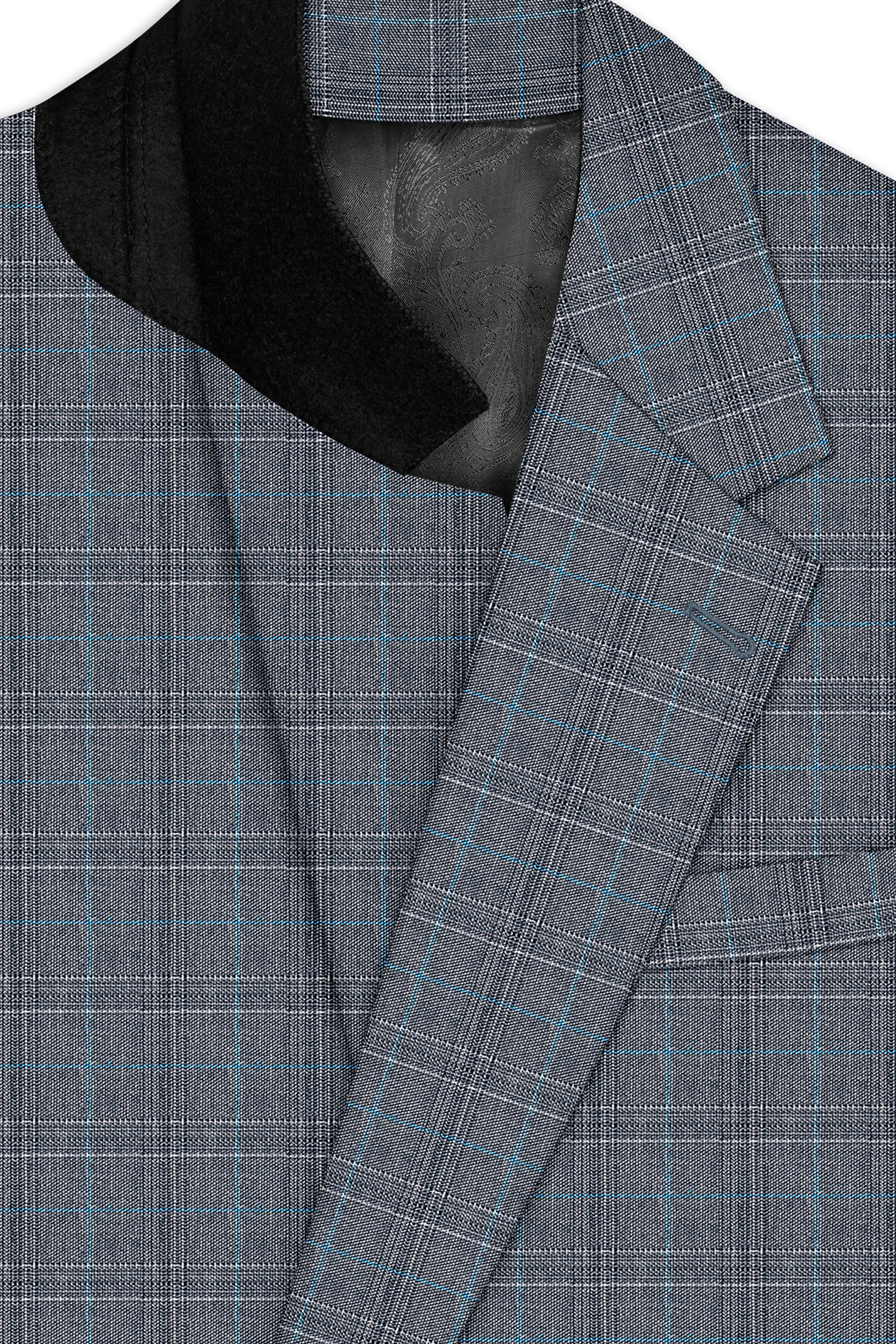 Mobster Grey Windowpane Premium Cotton Suit